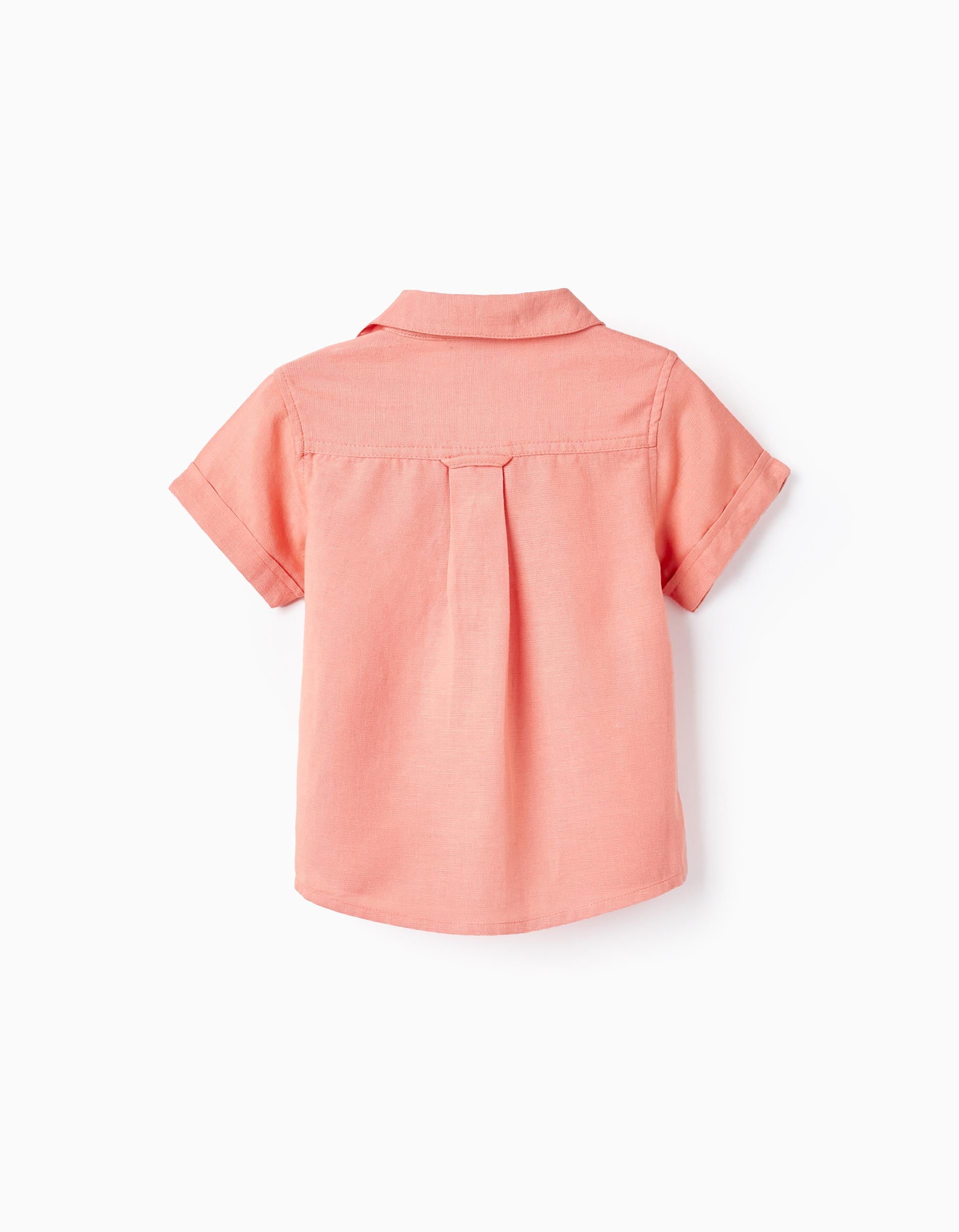 Short-sleeved Shirt with Linen for Baby Boys, Coral
