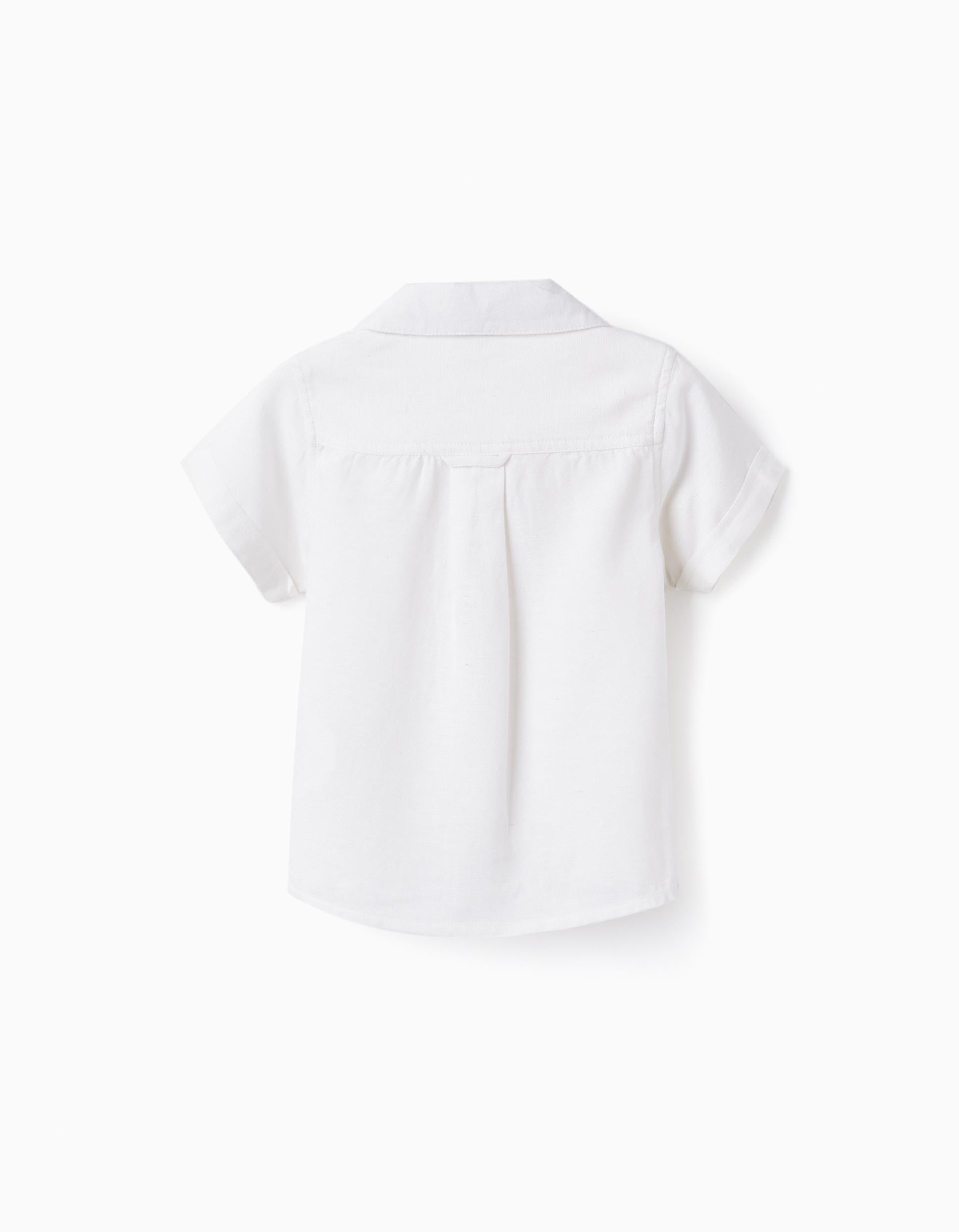 Short Sleeve Linen Shirt for Baby Boys, White