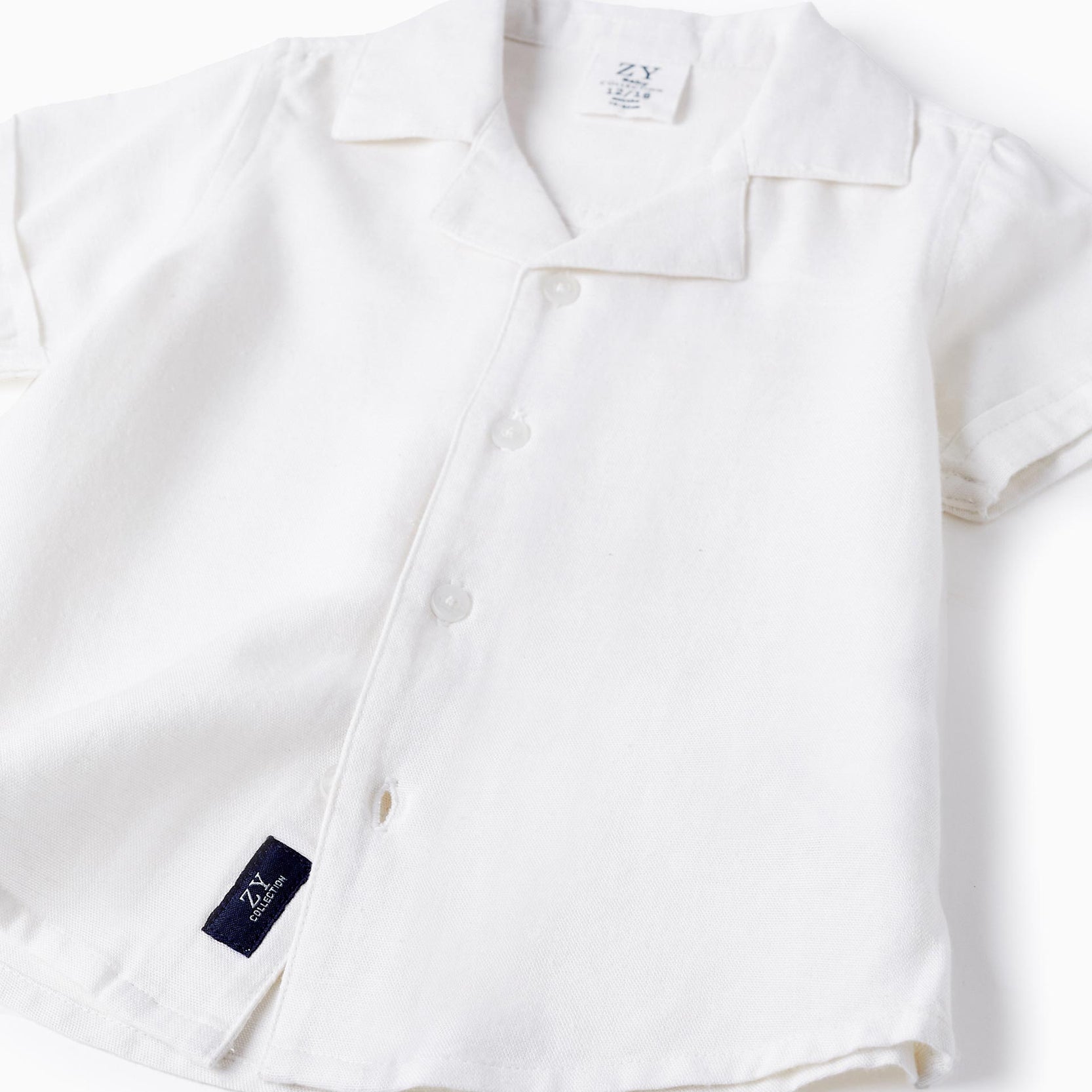 Short Sleeve Linen Shirt for Baby Boys, White
