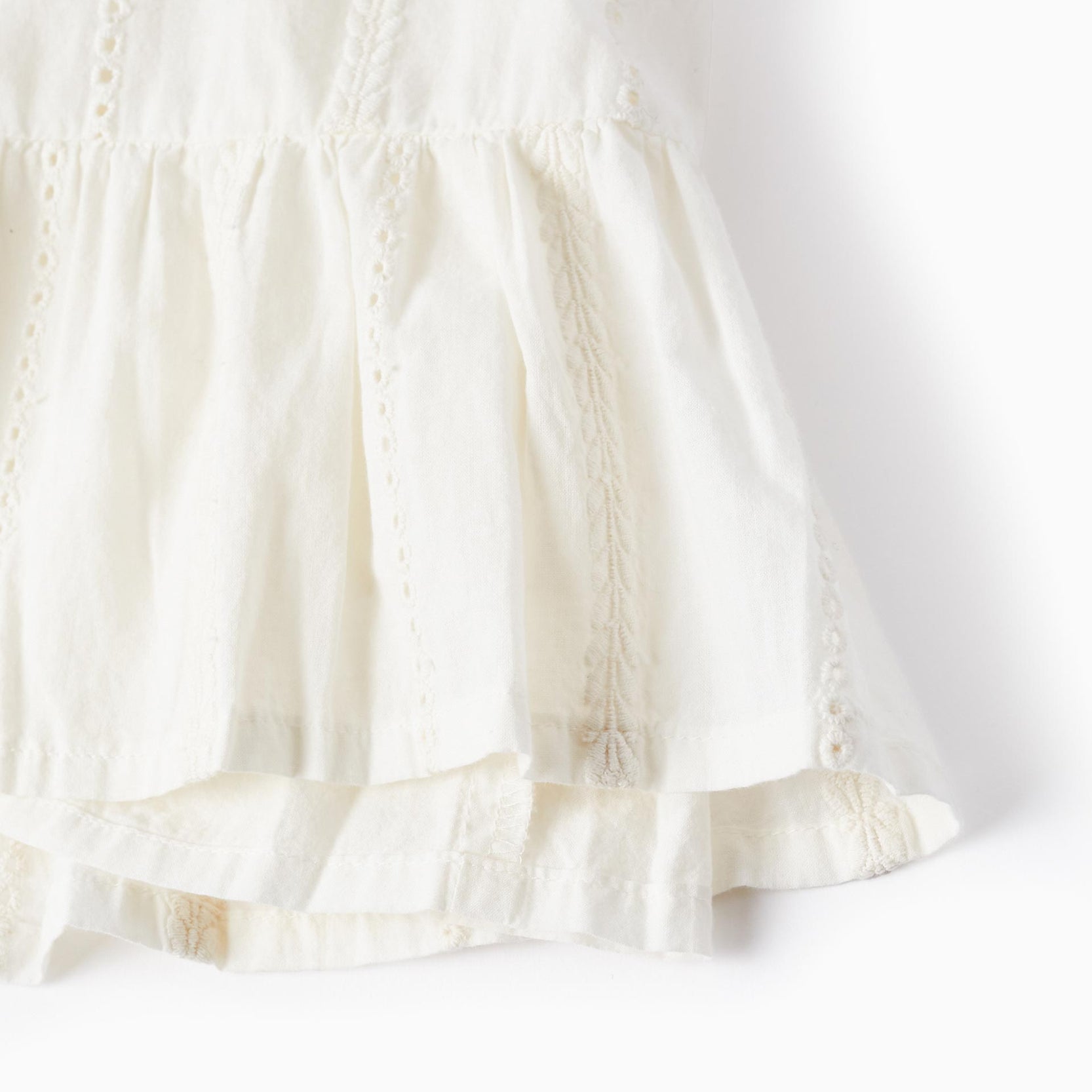 Cotton Dress with Embroidery for Girls, White