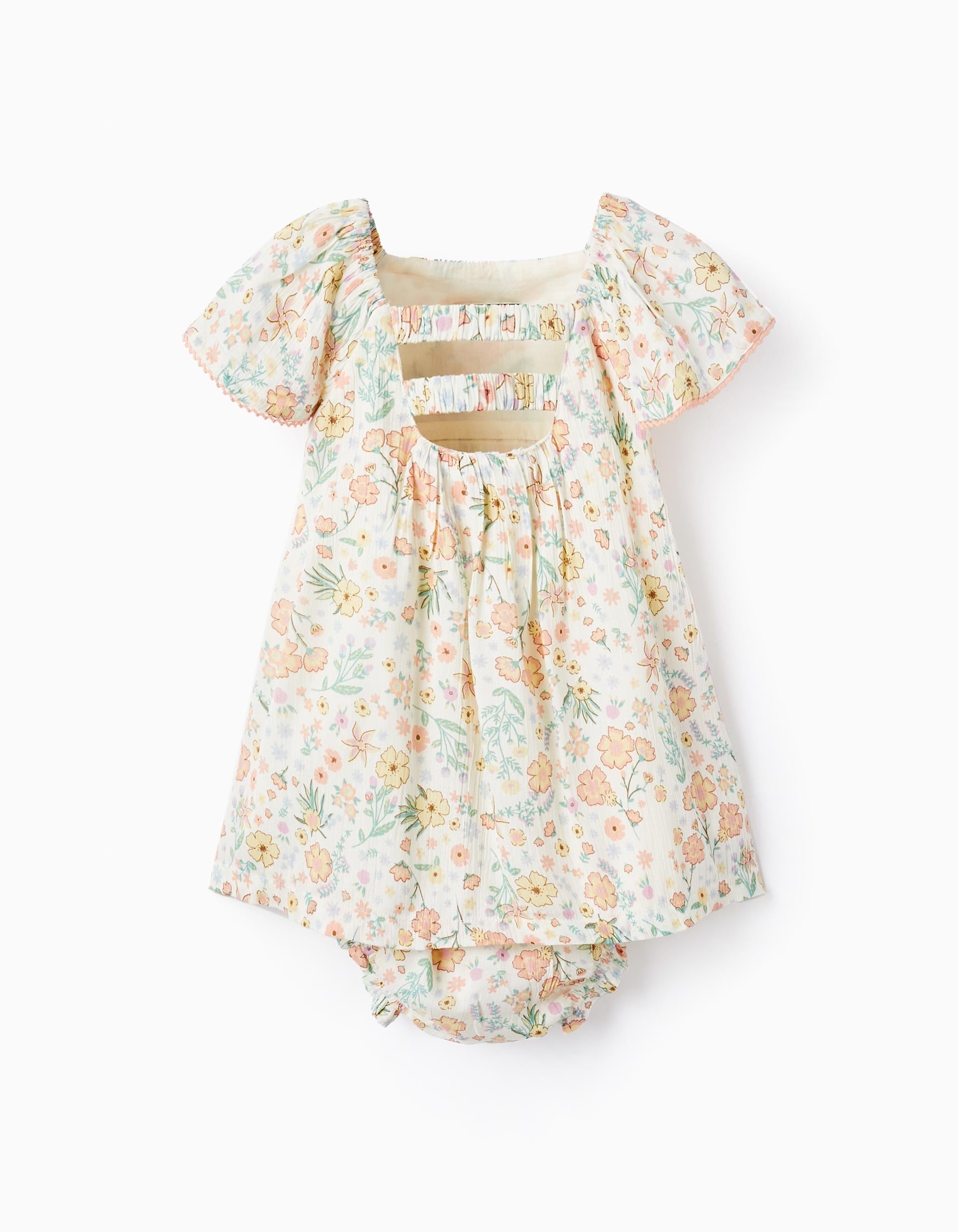 Floral Dress + Bloomers for Baby Girls, Beige