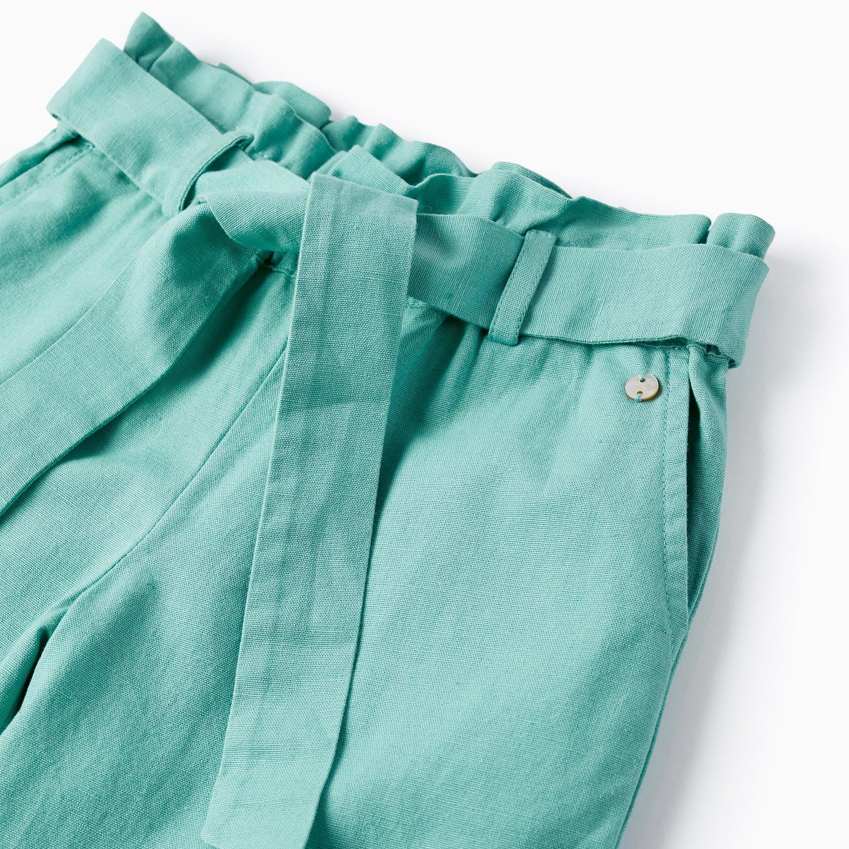 Cotton and Linen Trousers for Girls 'B&S', Green