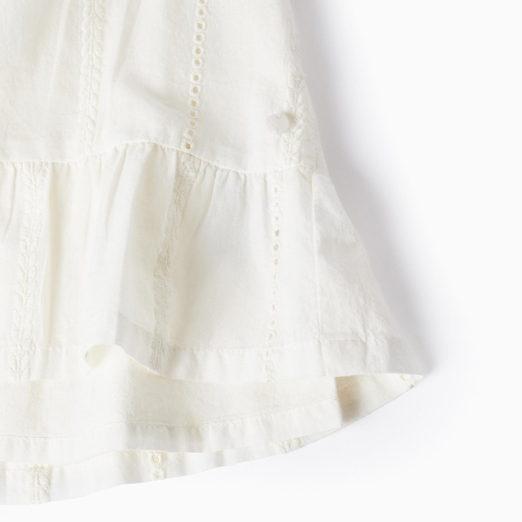 Cotton Dress with Embroidery for Baby Girls, White