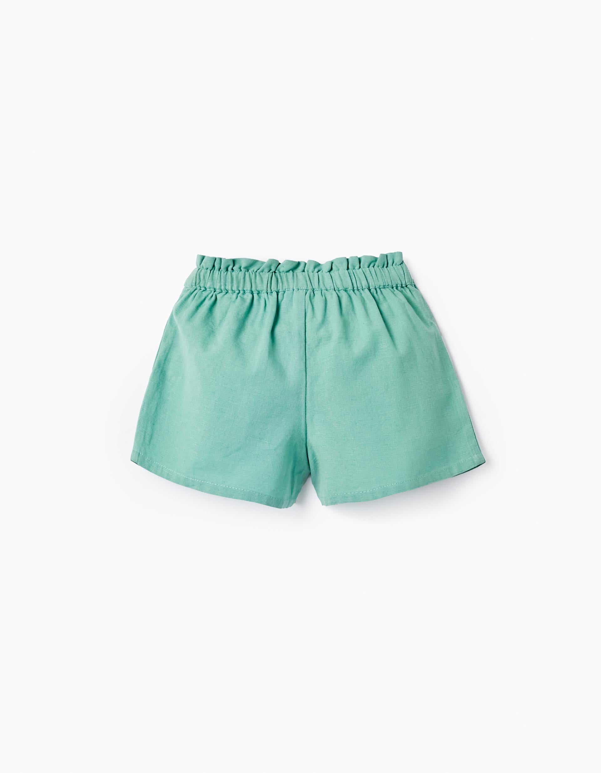 Linen Shorts for Baby Girls 'B&S', Green