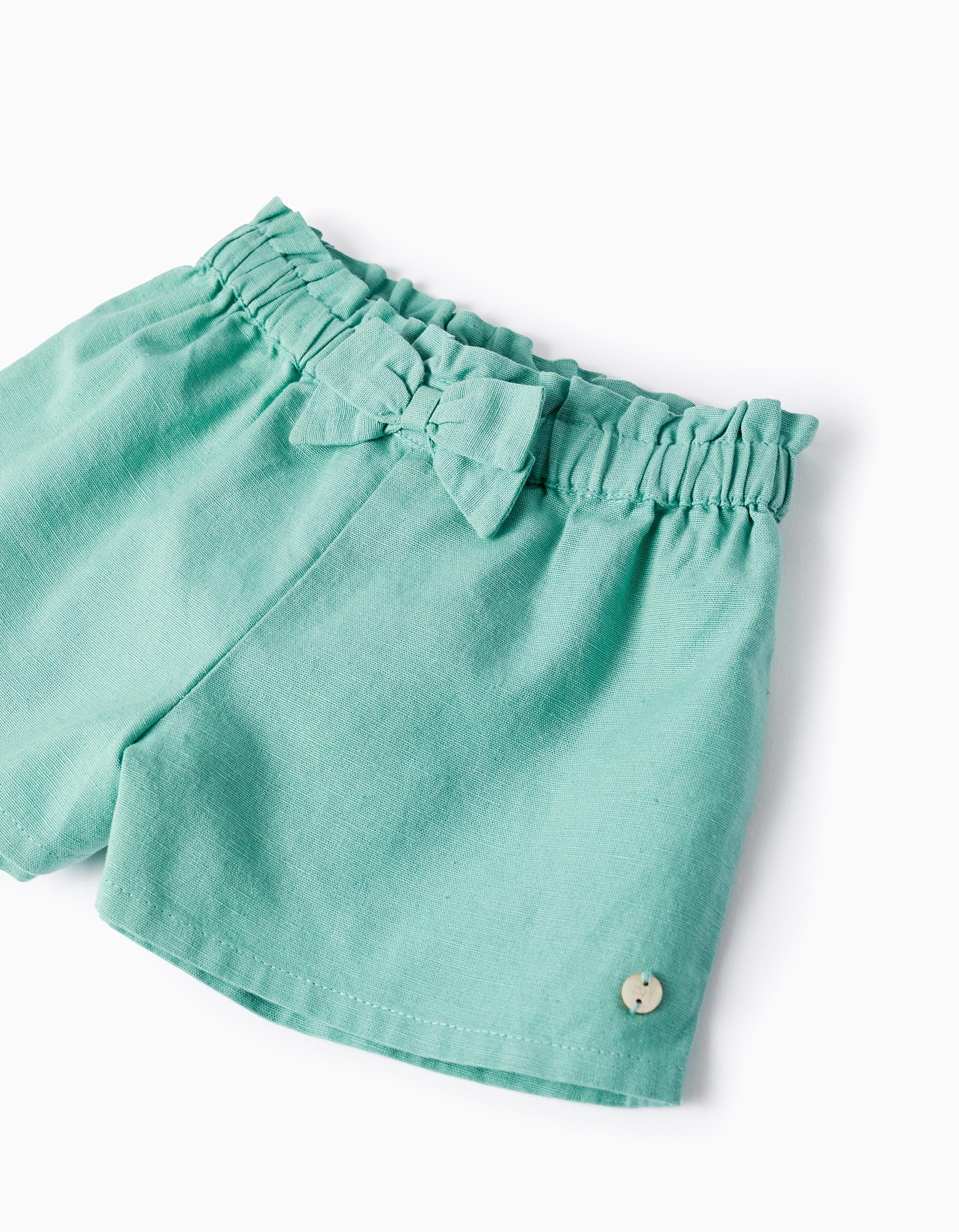 Linen Shorts for Baby Girls 'B&S', Green