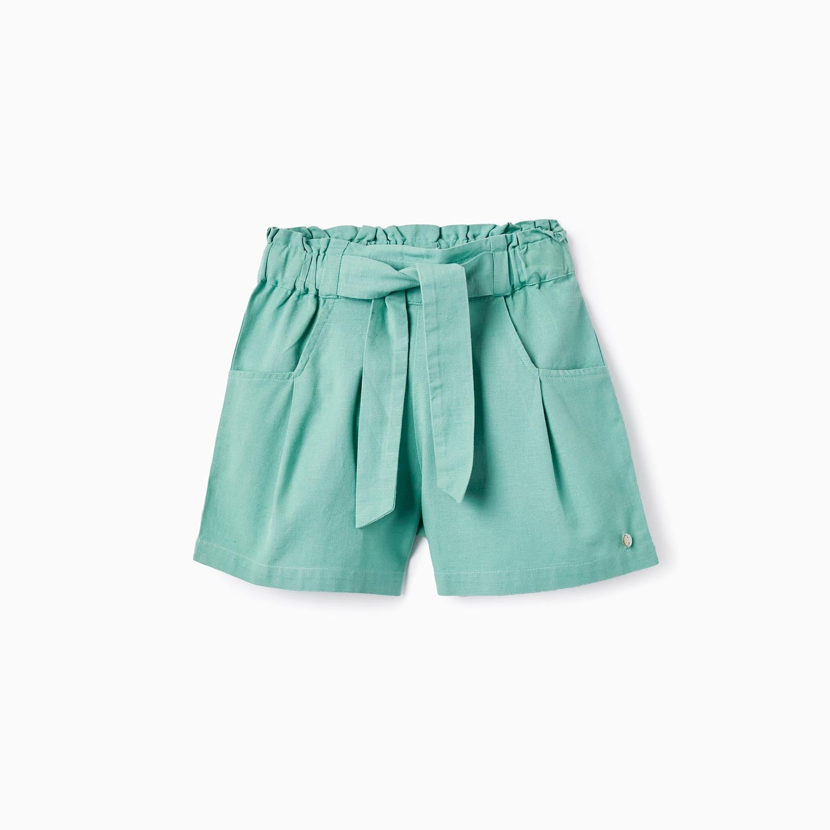 Linen Shorts for Girls, Green