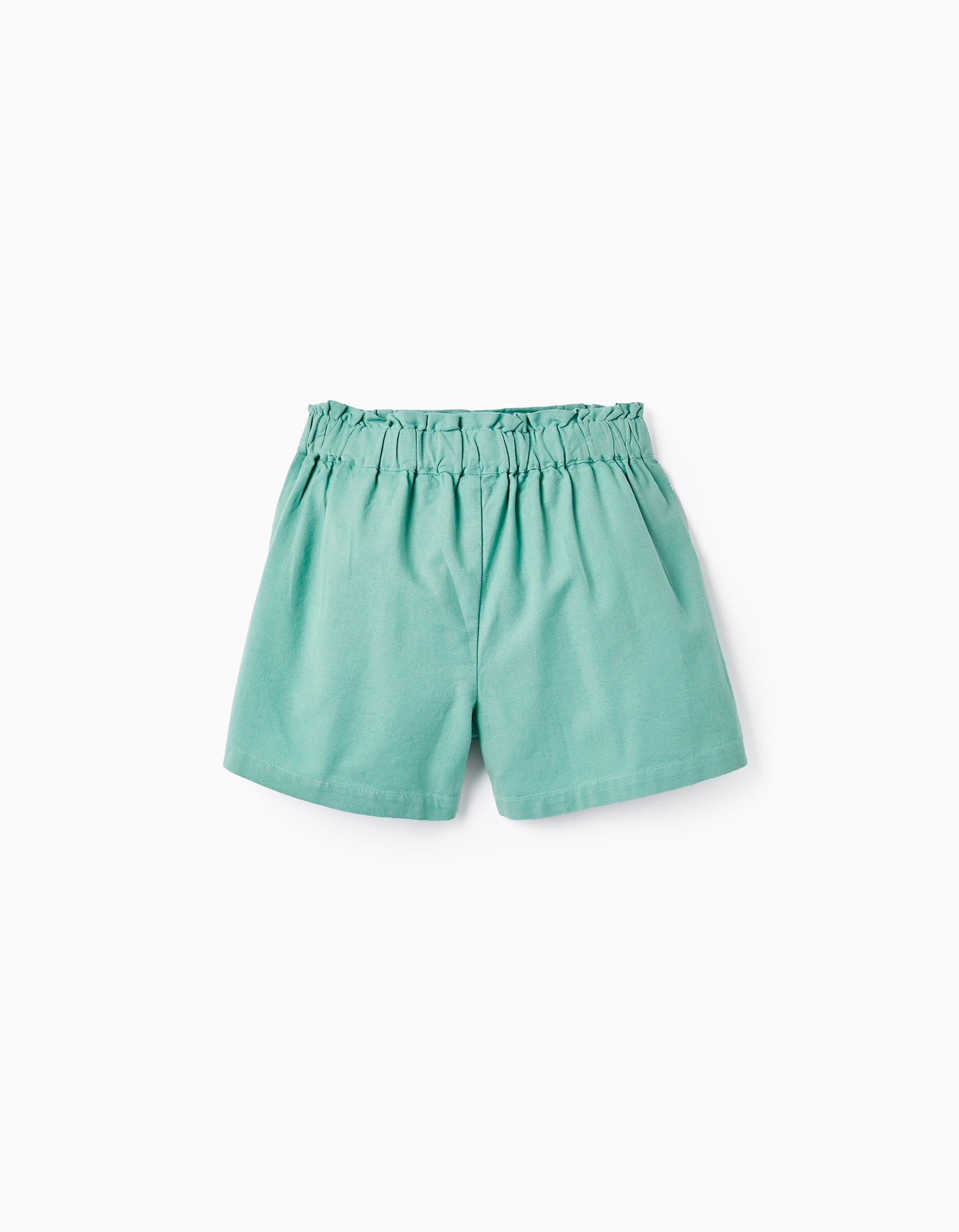 Linen Shorts for Girls, Green