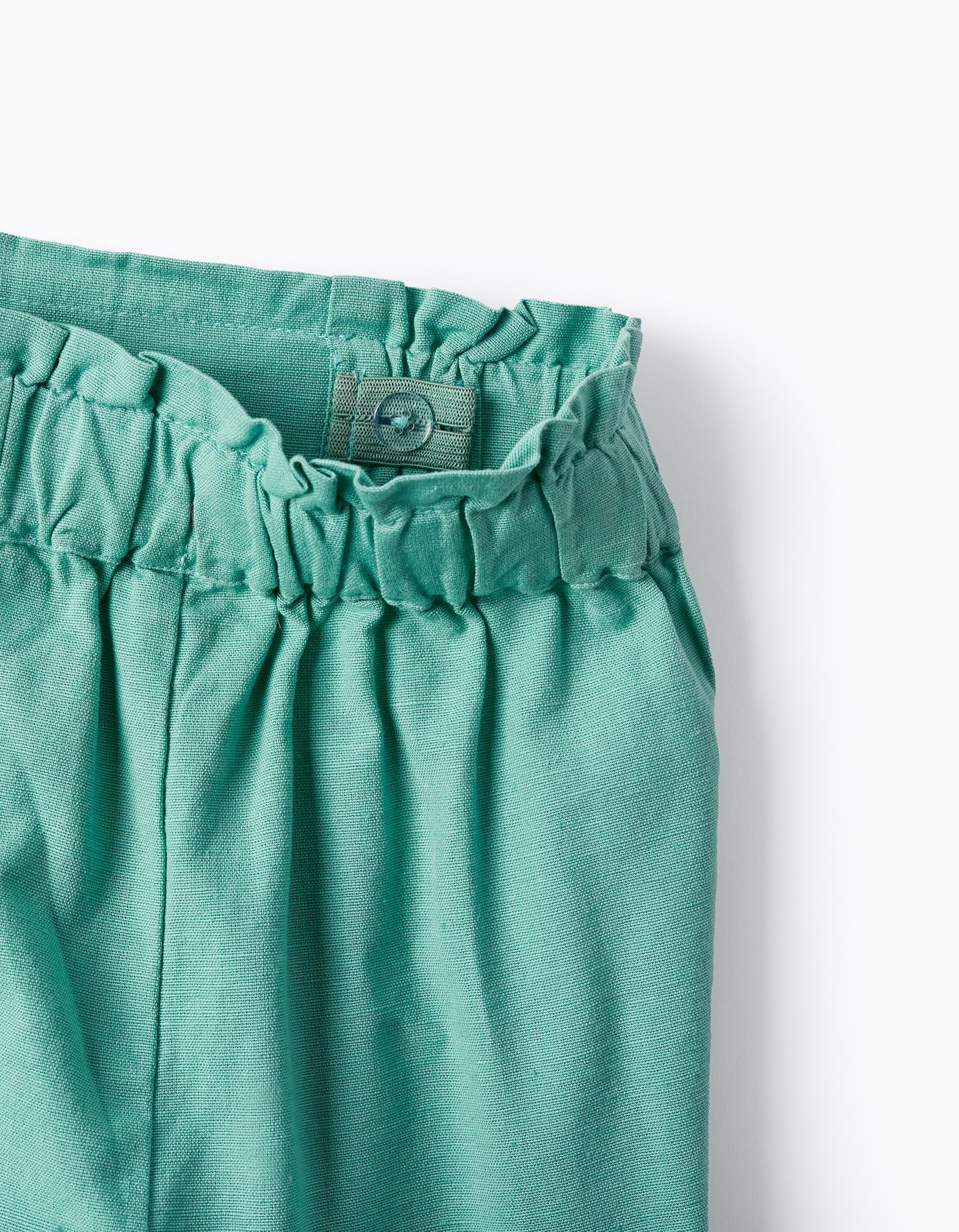 Linen Shorts for Girls, Green