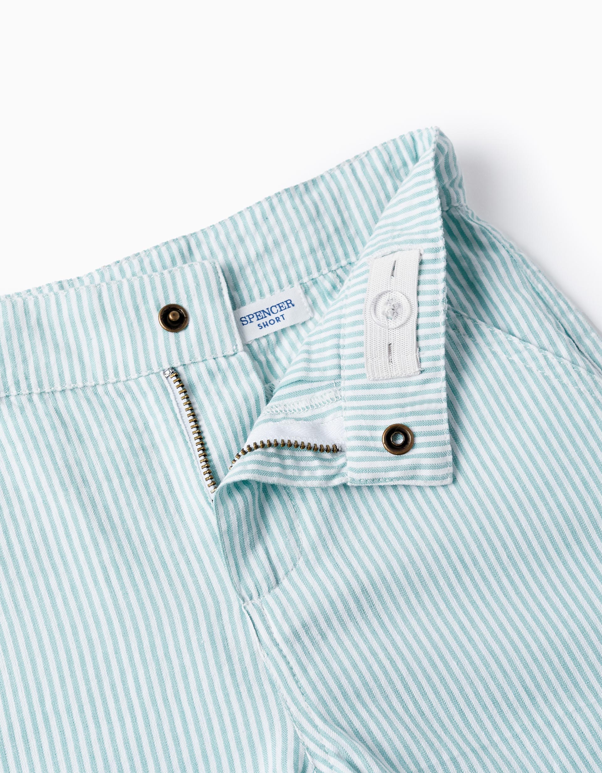 Striped Chino Shorts for Boys, White/Green