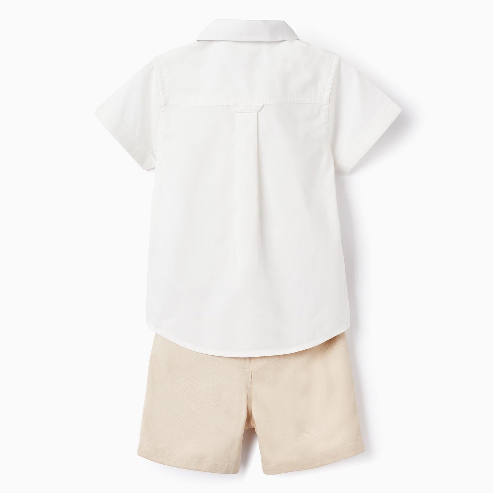 Shirt + Bow Tie + Shorts for Baby Boys, White/Beige