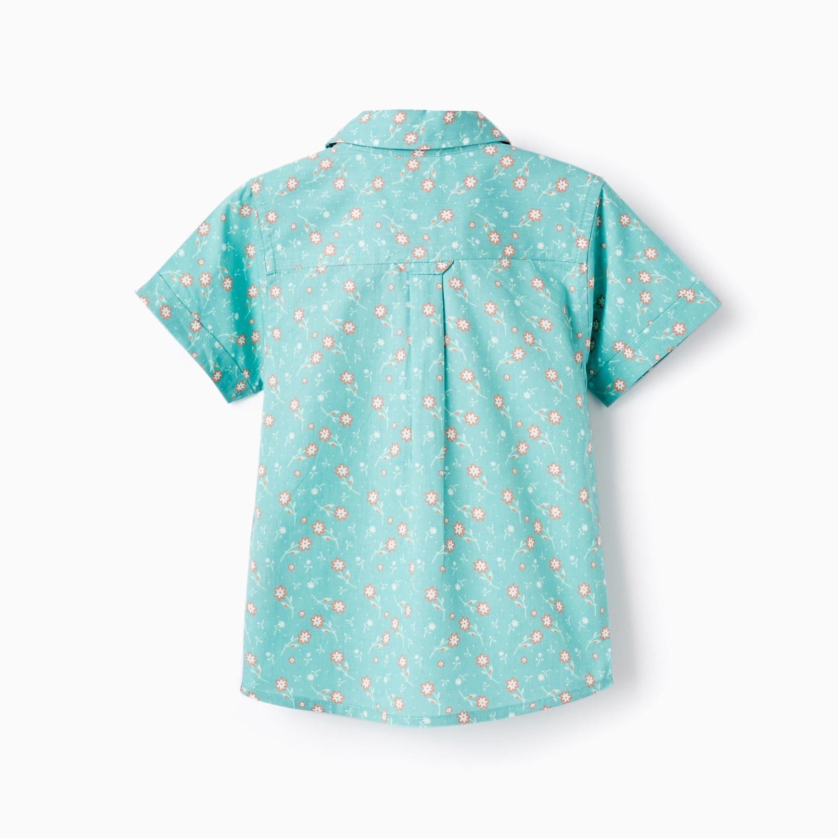 Floral Cotton Shirt for Baby Boys, Aqua Green