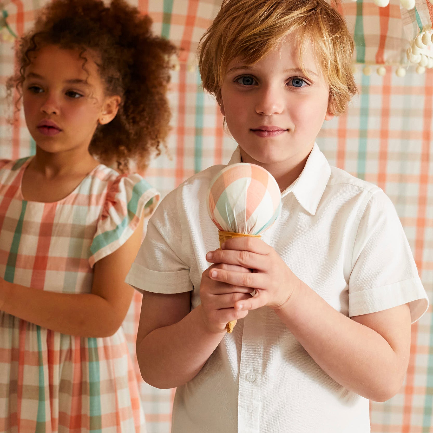 Short Sleeve Cotton Shirt for Boys 'B&S', White