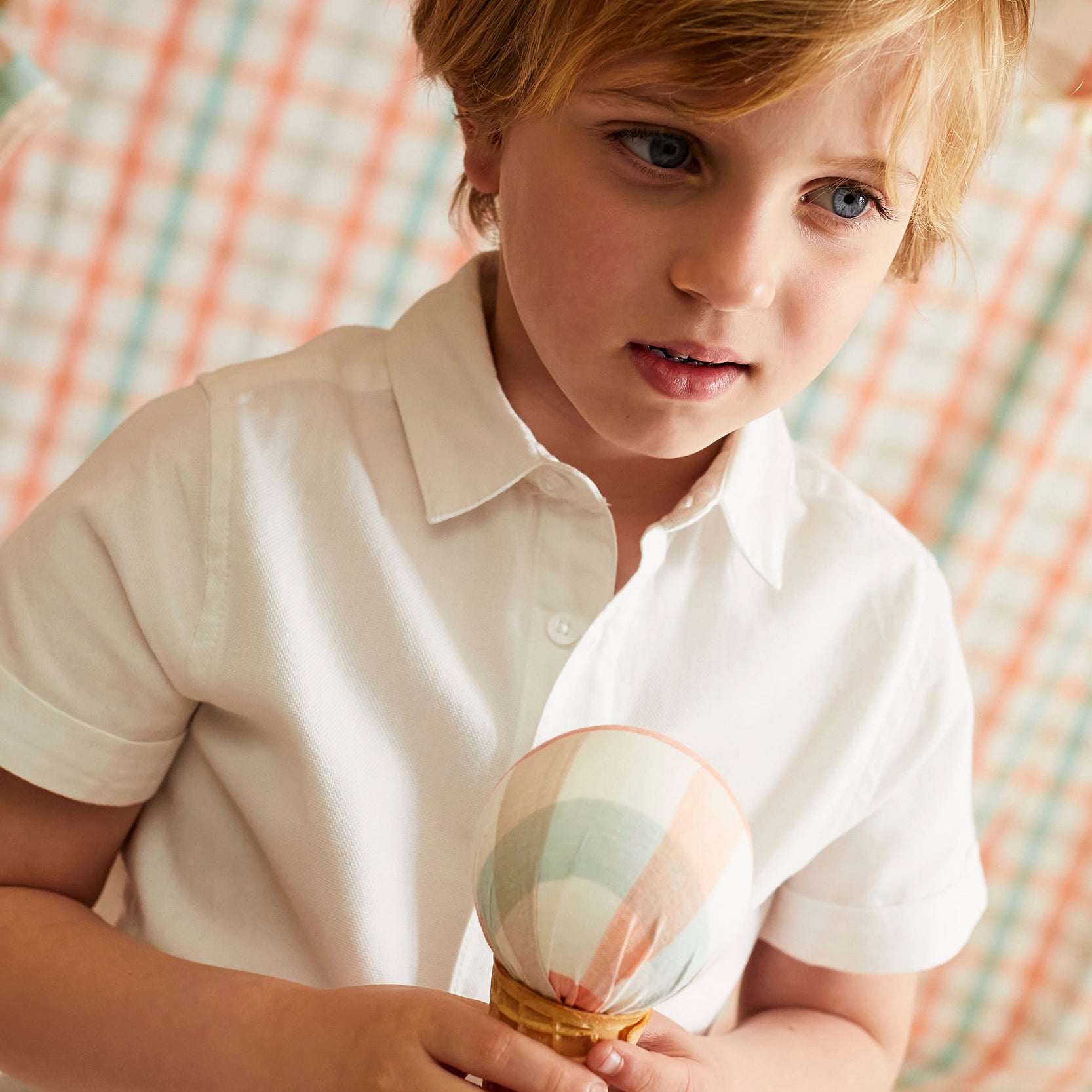 Short Sleeve Cotton Shirt for Boys 'B&S', White