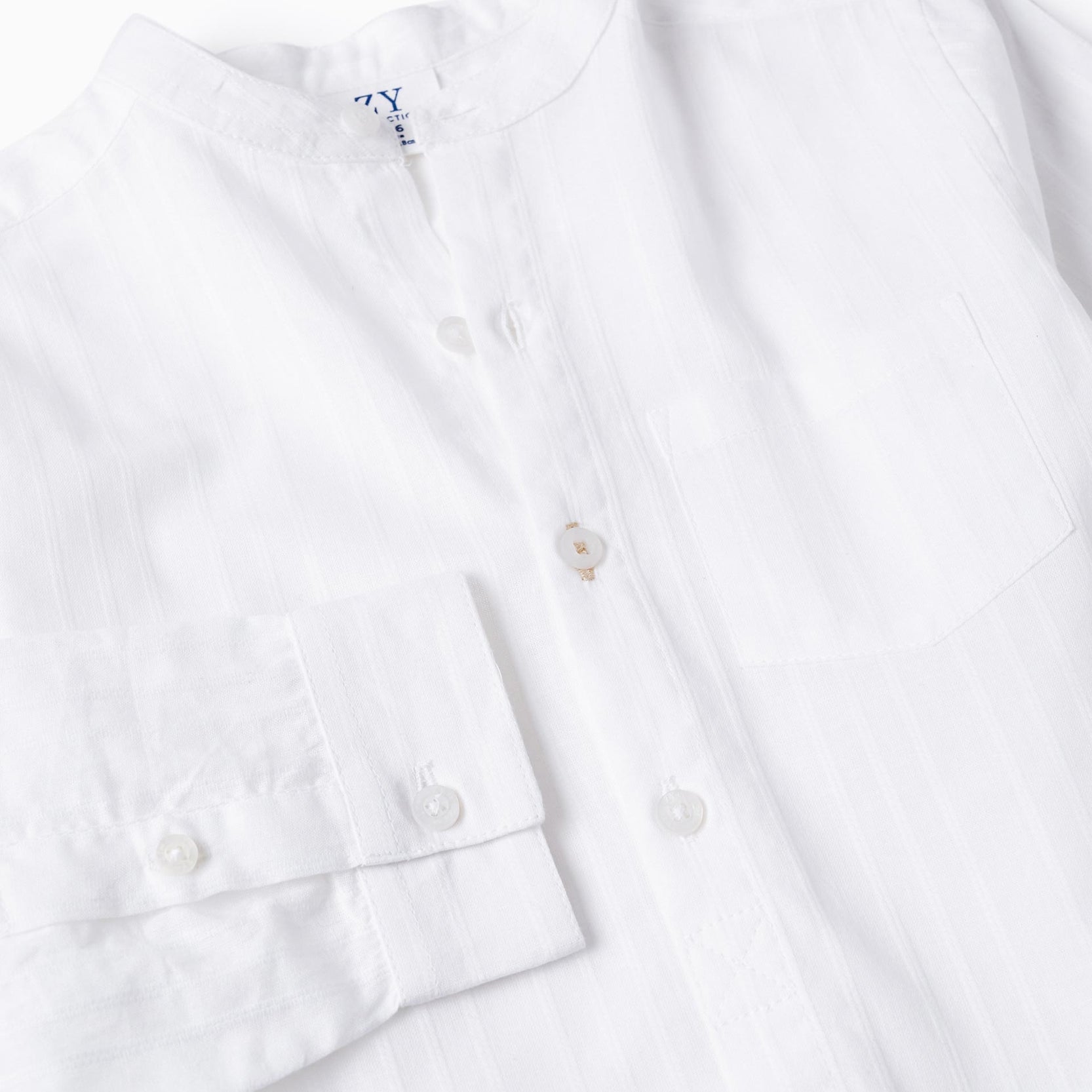 Shirt with Mao Collar for Boys, White