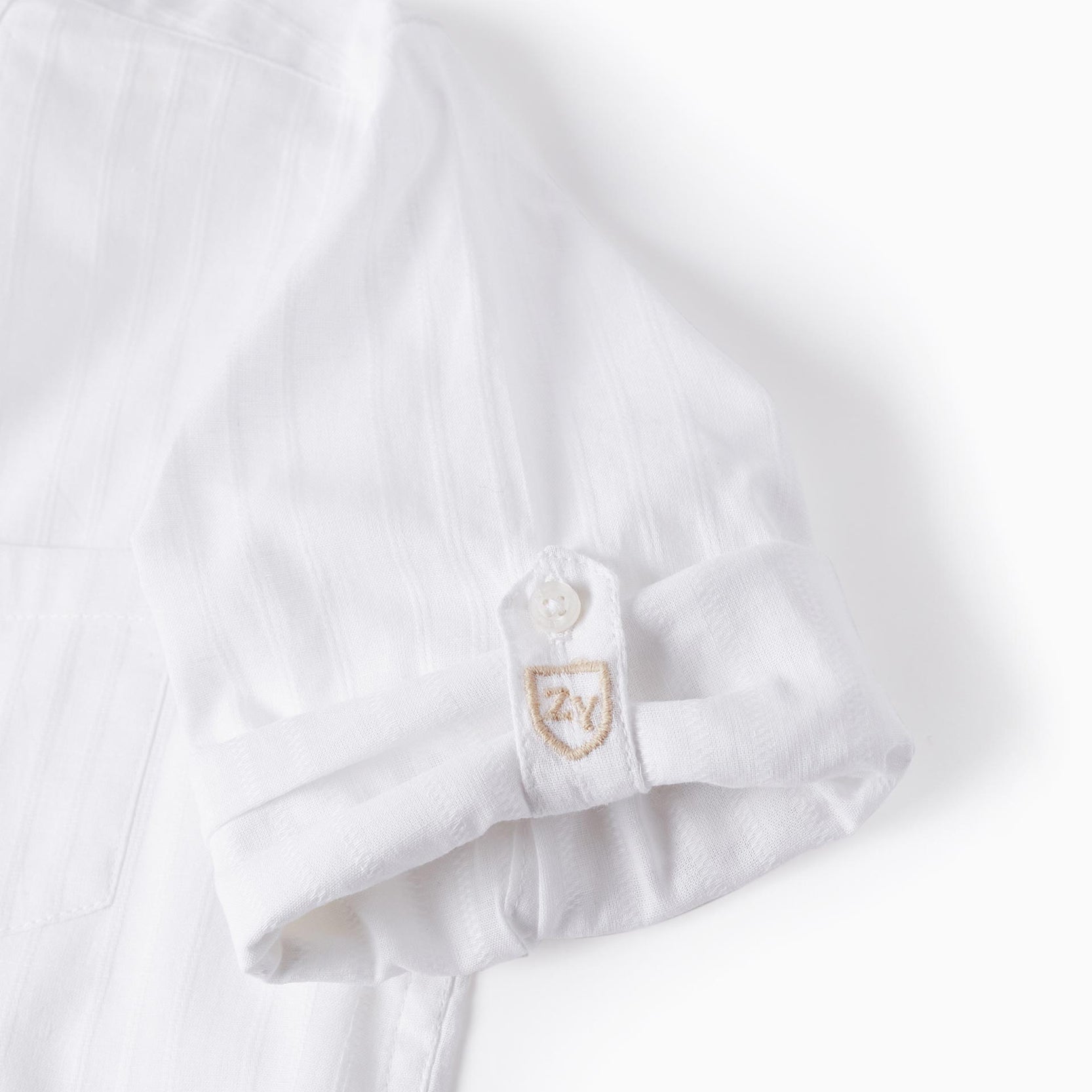 Shirt with Mao Collar for Boys, White