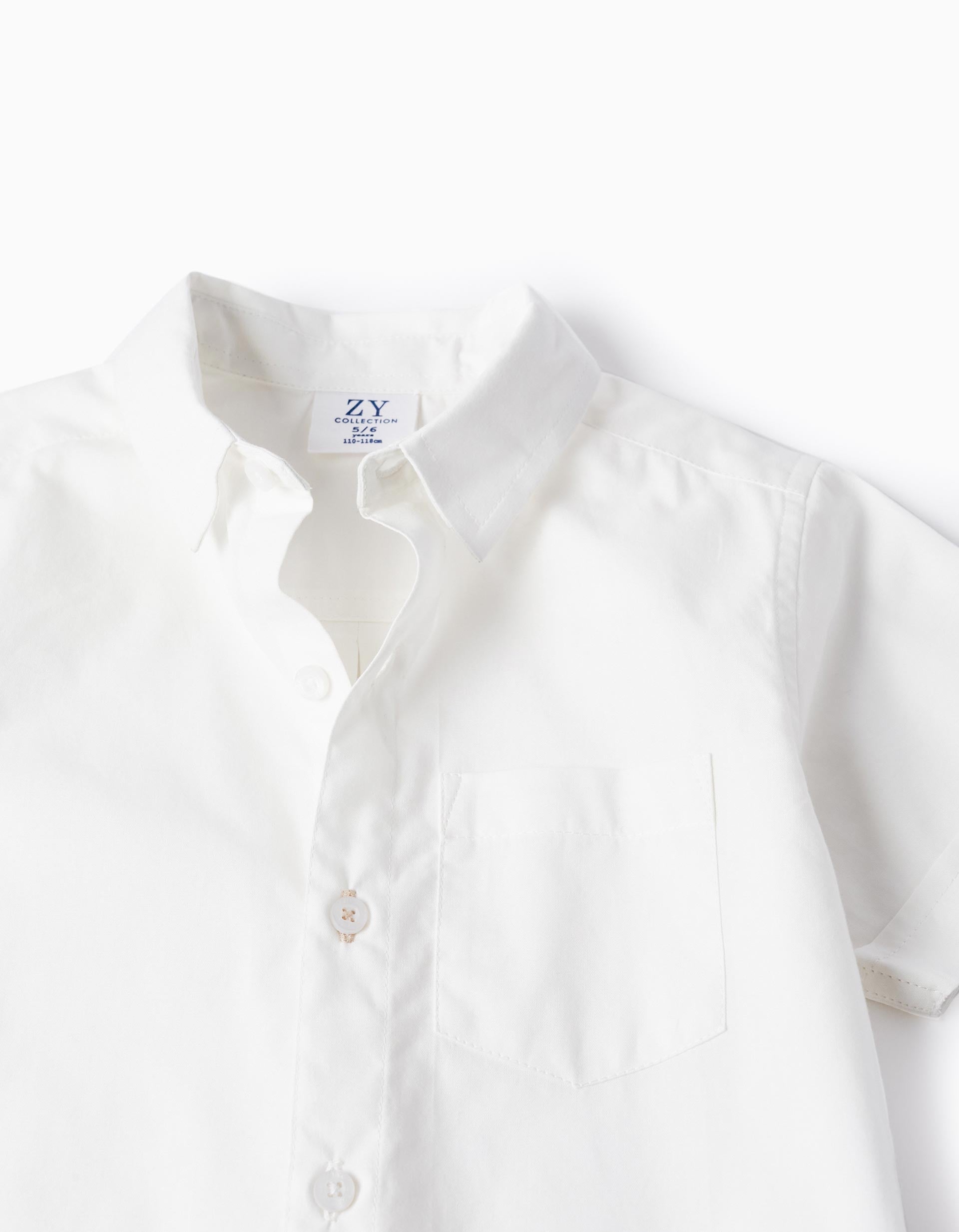 Shirt + Bow Tie + Shorts for Boys, White/Beige