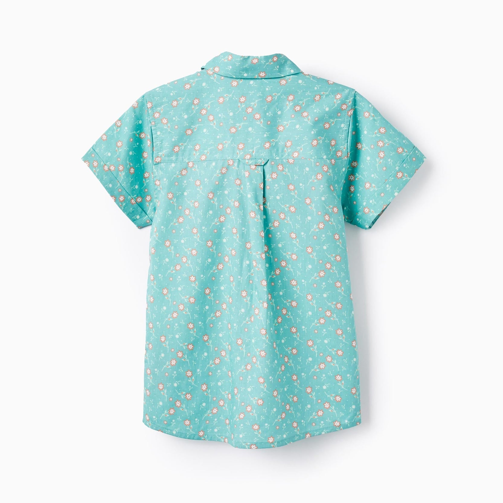 Floral Cotton Shirt for Boys, Aqua Green