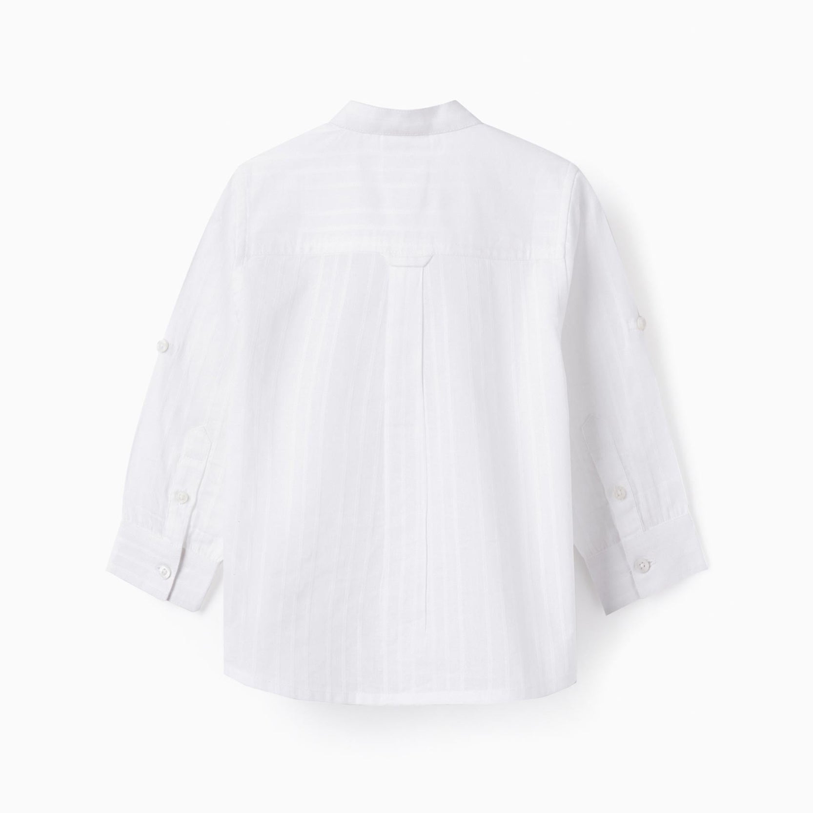 Cotton Shirt with Mao Collar for Baby Boys, White