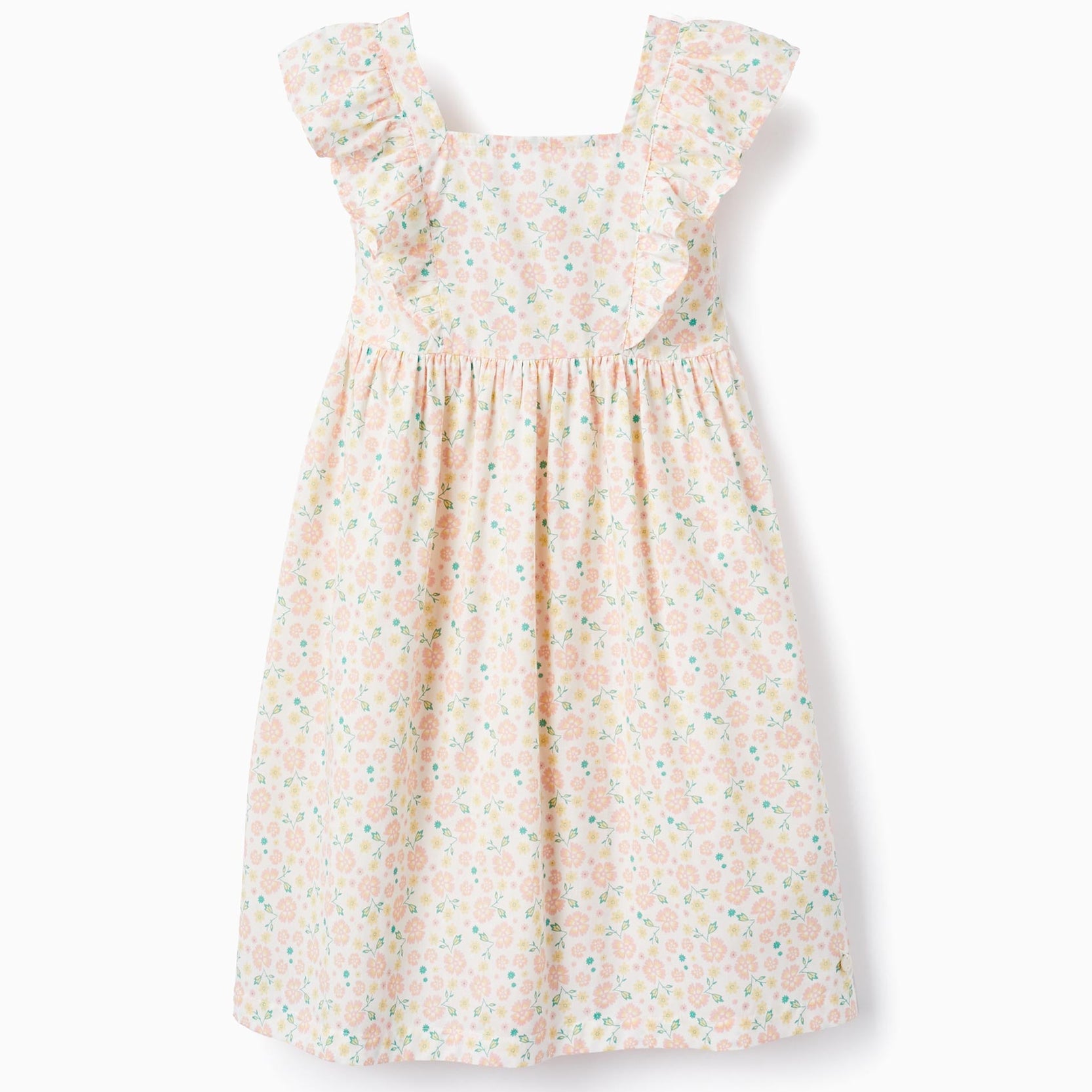 Floral Cotton Dress for Girls, White