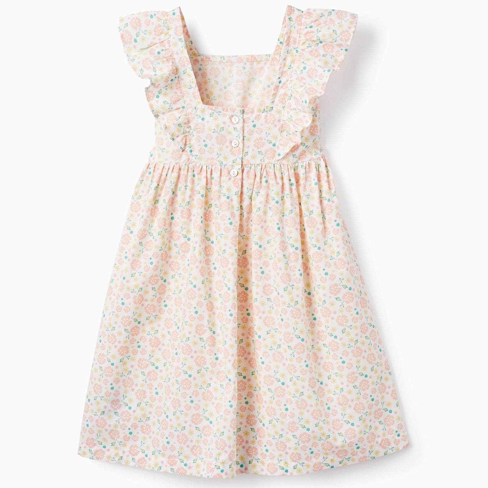 Floral Cotton Dress for Girls, White