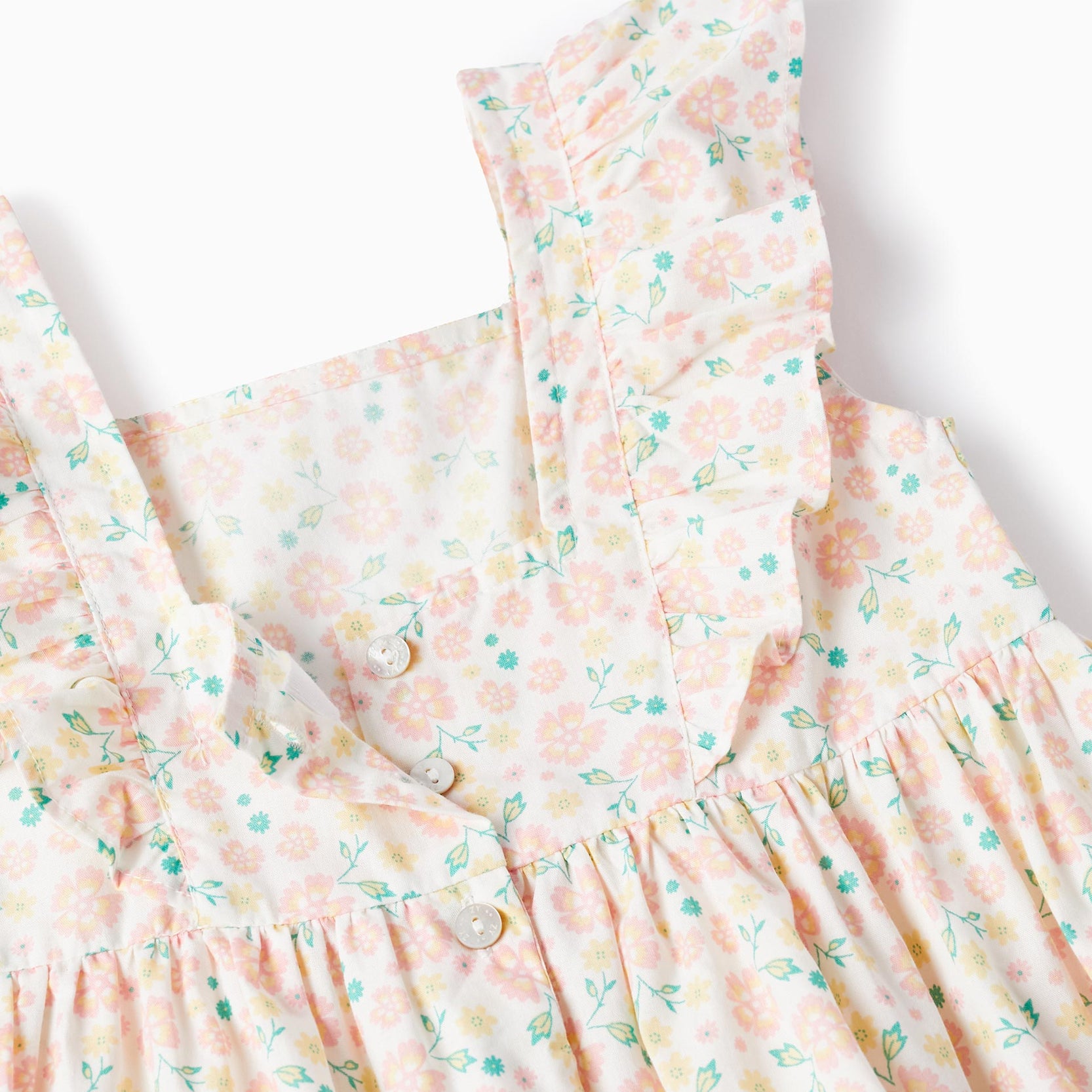 Floral Cotton Dress for Girls, White