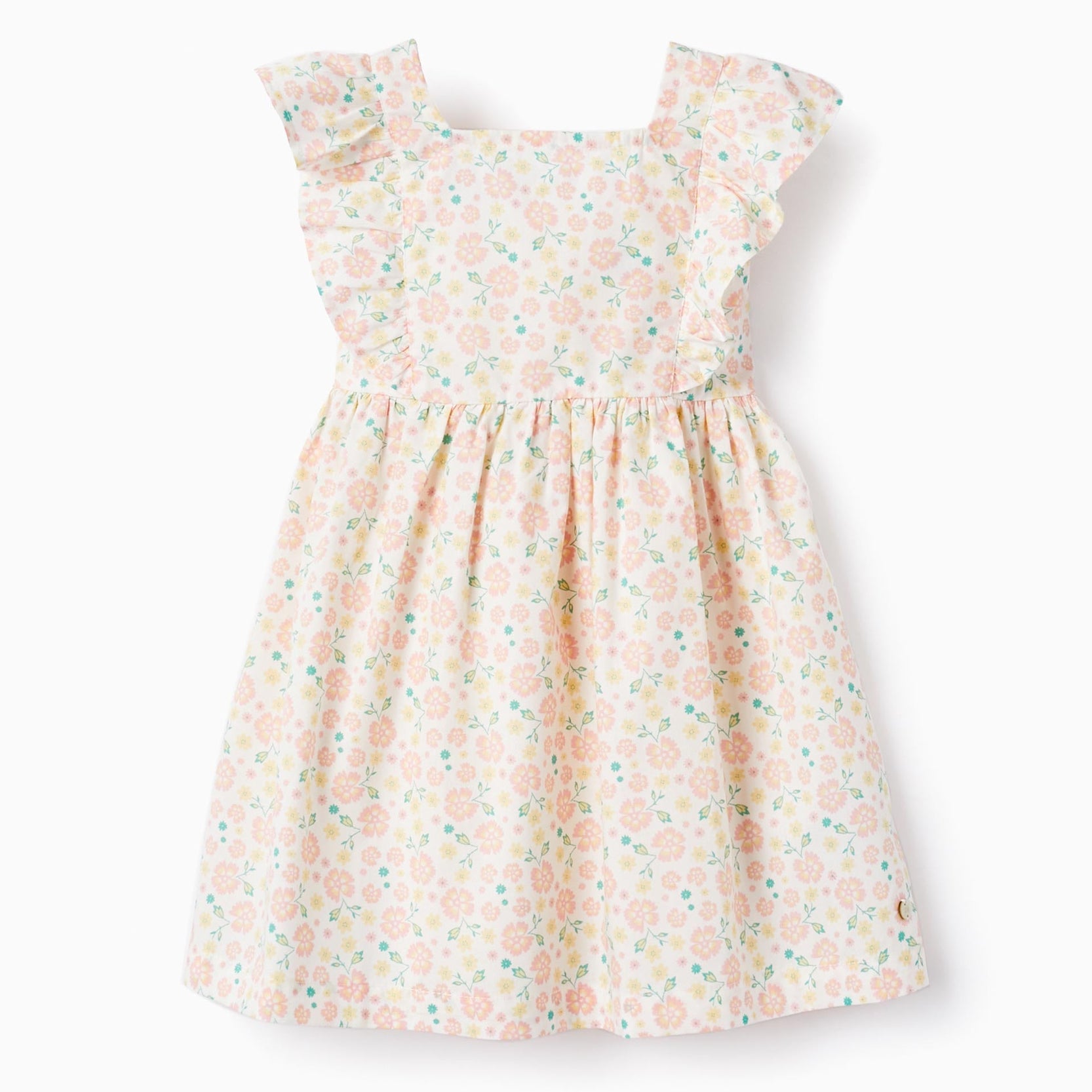 Floral Cotton Dress for Baby Girls, White