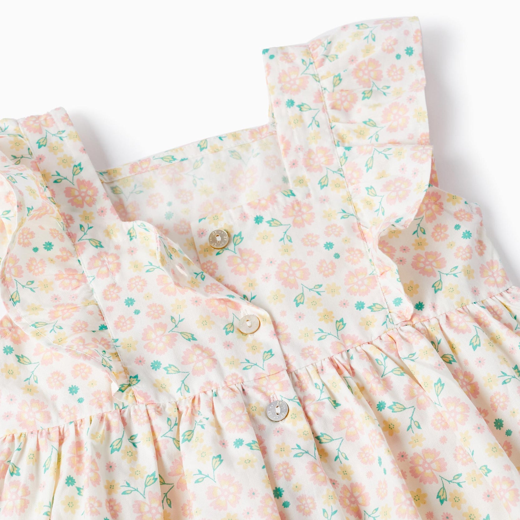 Floral Cotton Dress for Baby Girls, White