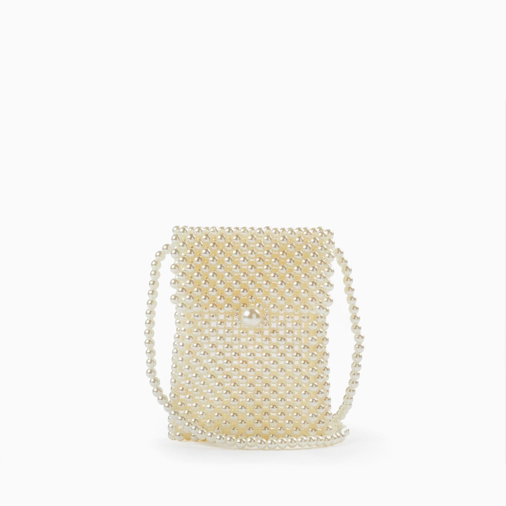 Mobile Phone Bag with Pearls for Baby and Girl, White