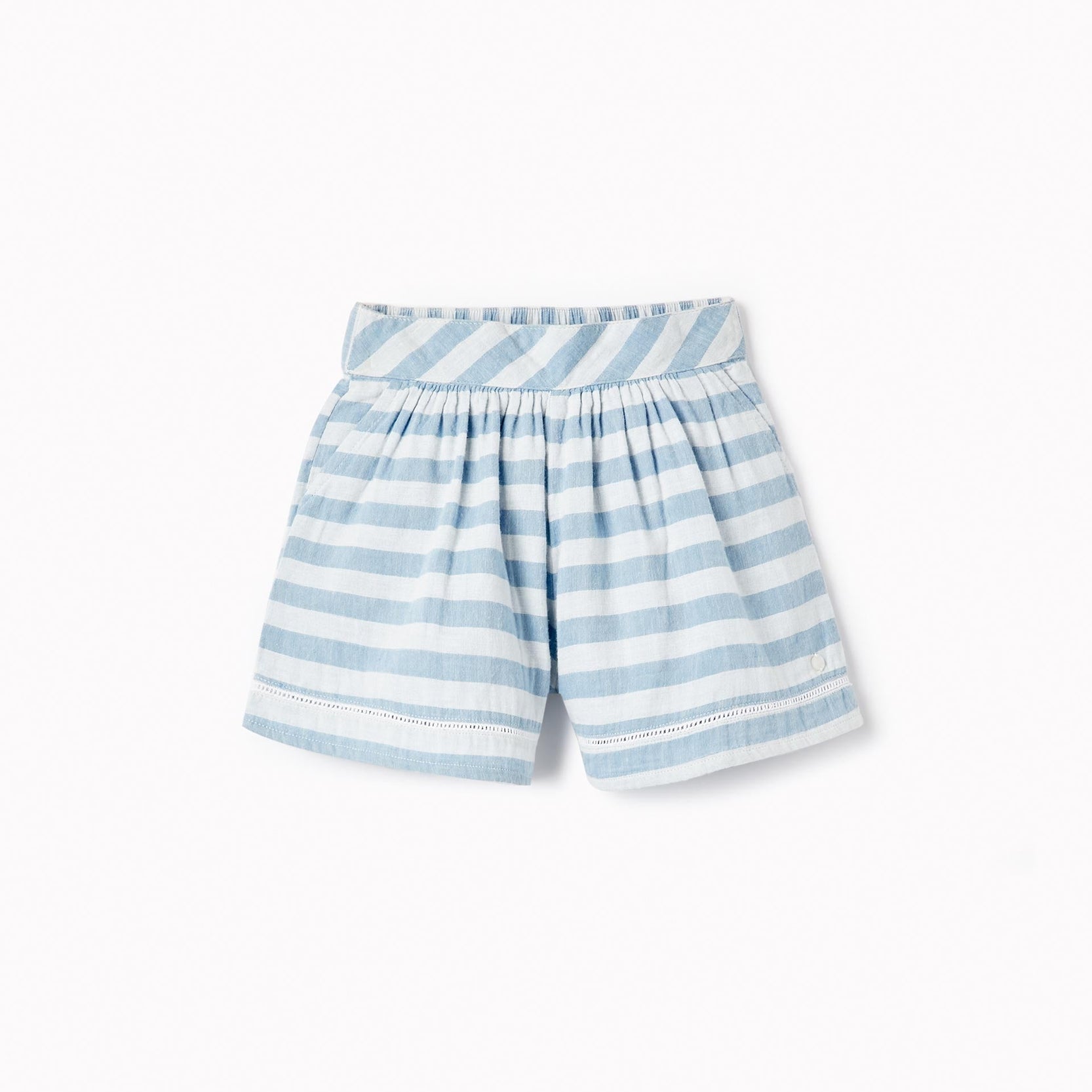Striped Cotton Shorts for Girls 'B&S', Blue