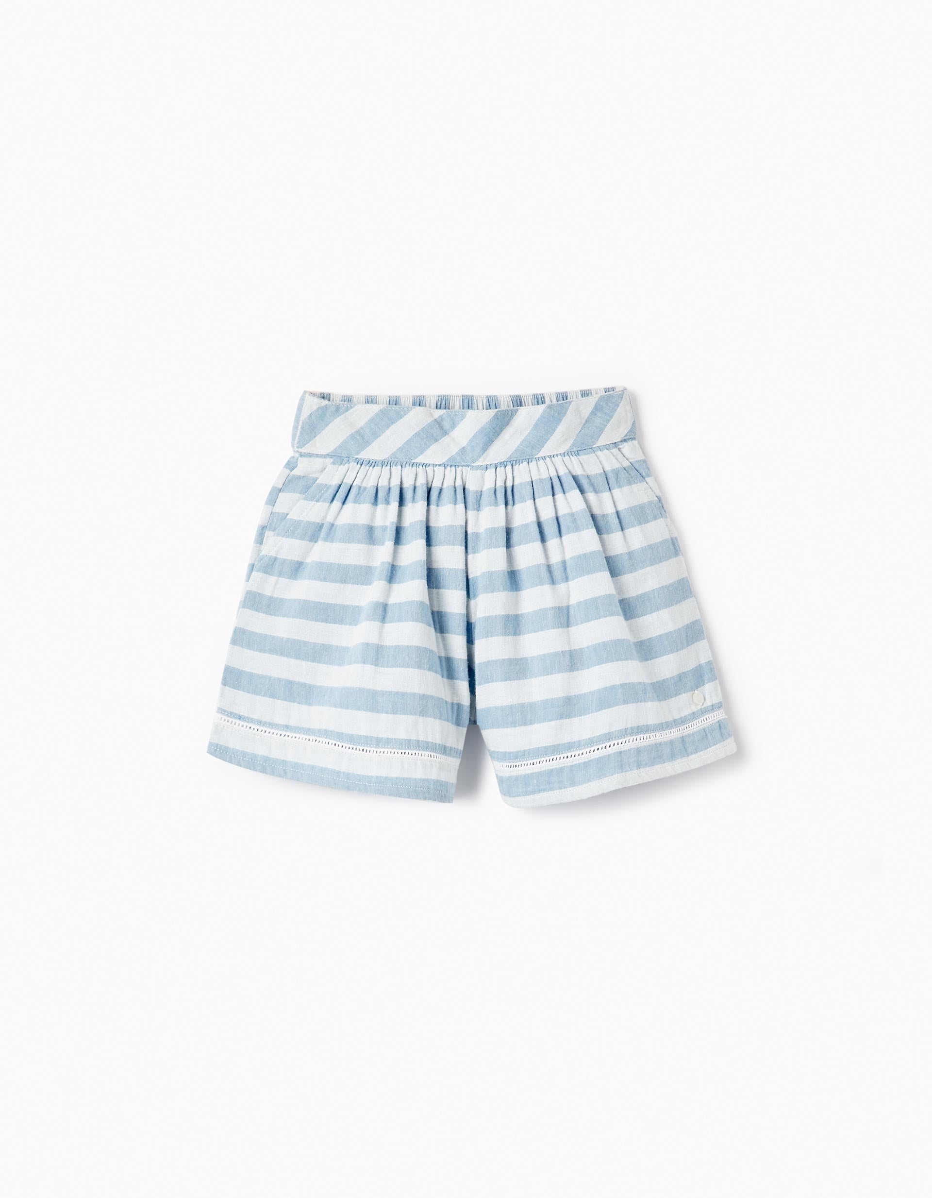 Striped Cotton Shorts for Girls 'B&S', Blue