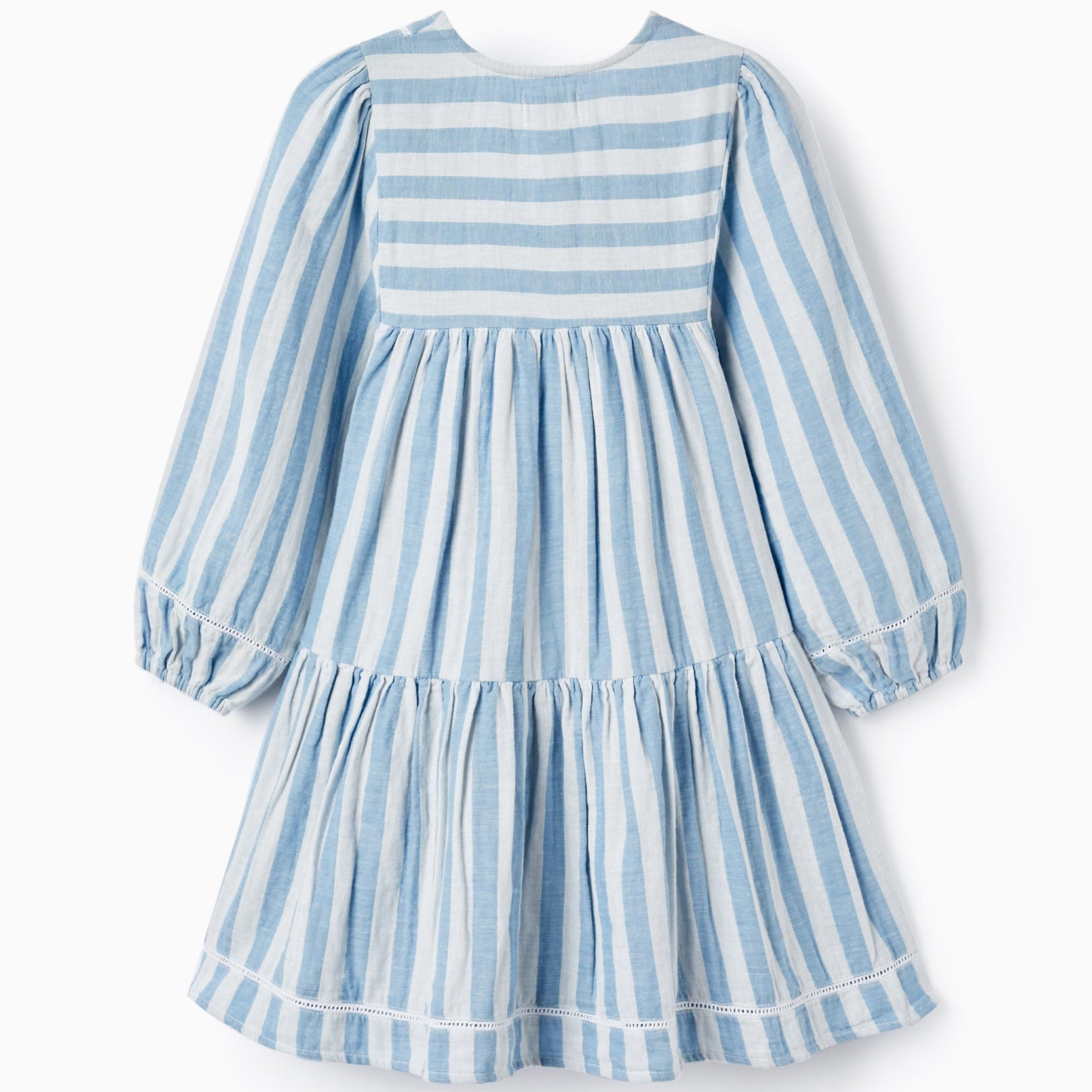 Cotton Striped Dress for Girls 'B&S', White/Blue
