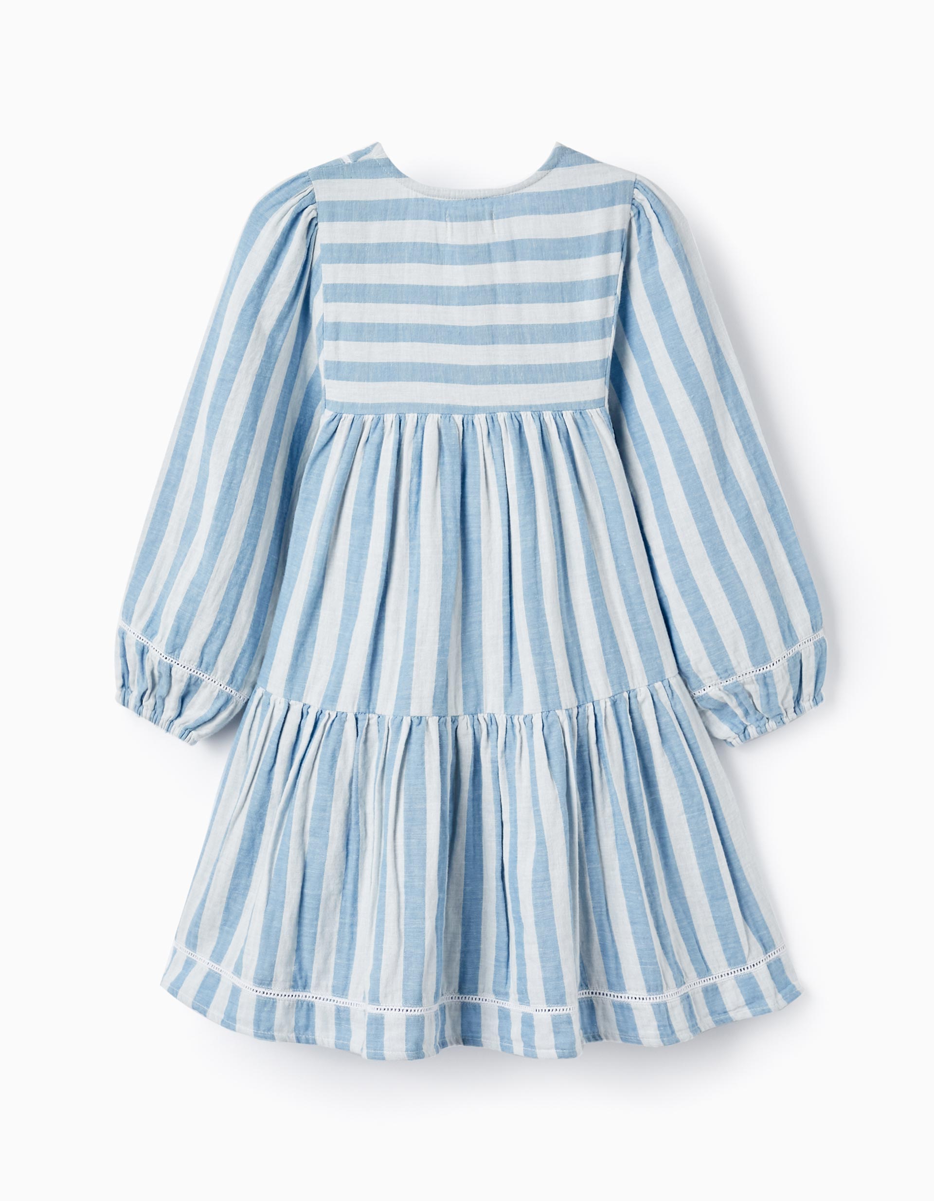 Cotton Striped Dress for Girls 'B&S', White/Blue
