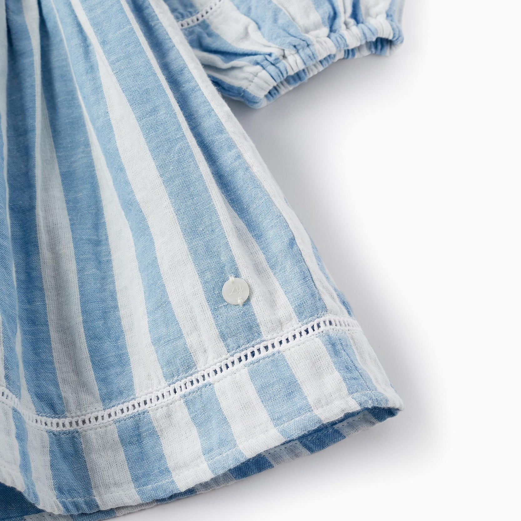 Cotton Striped Dress for Girls 'B&S', White/Blue