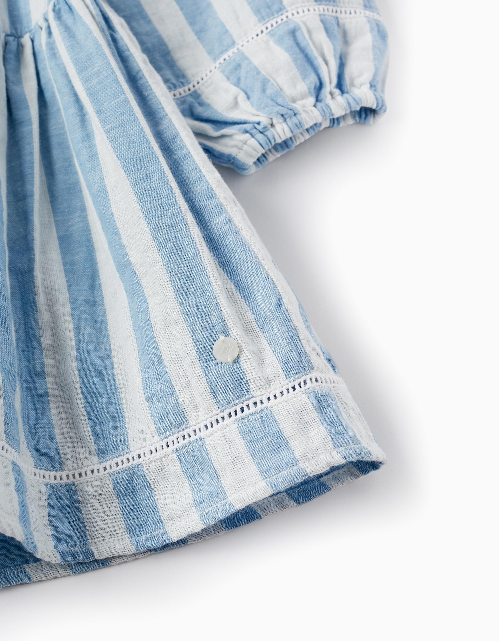 Cotton Striped Dress for Girls 'B&S', White/Blue