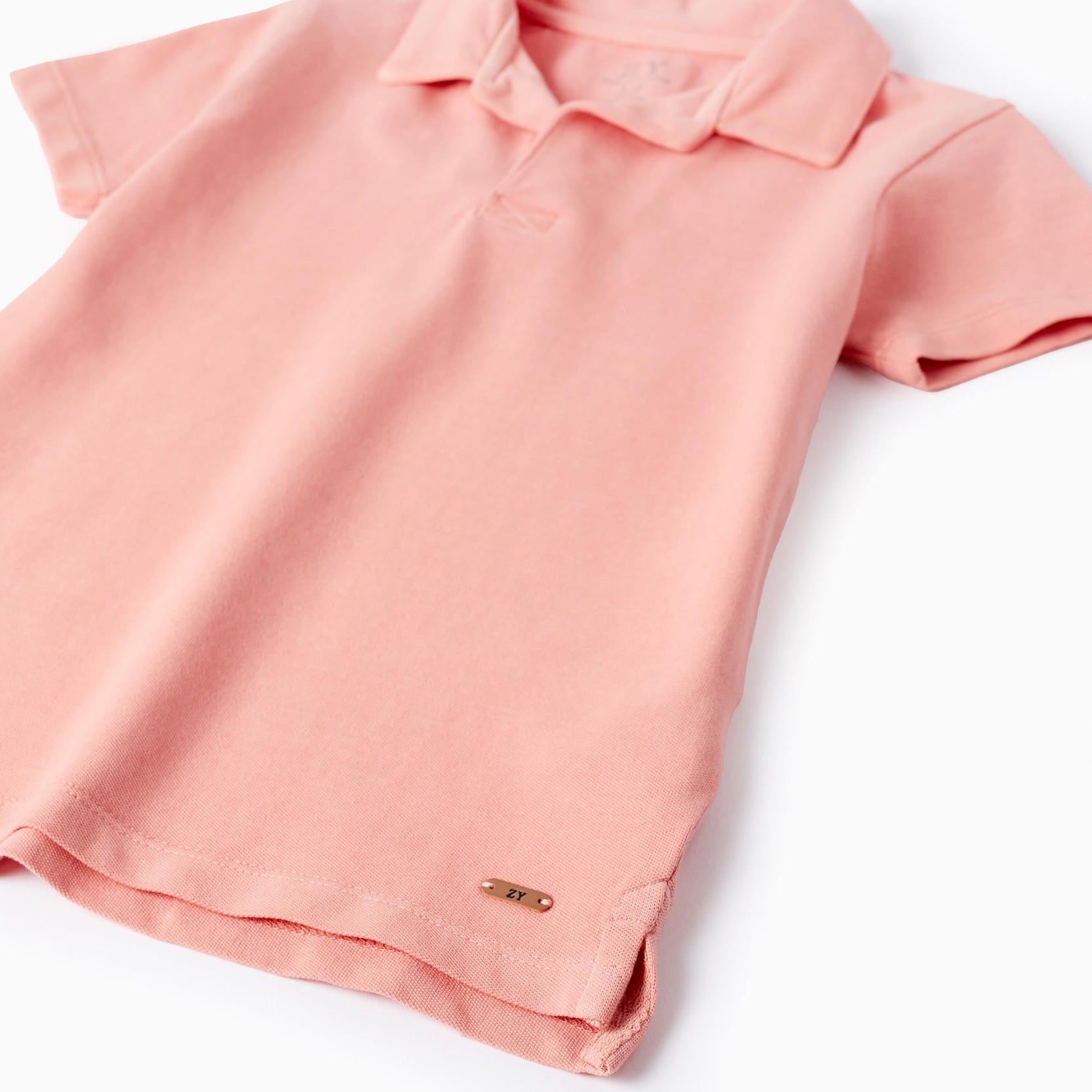 Buttonless Cotton Polo for Boys 'B&S', Coral