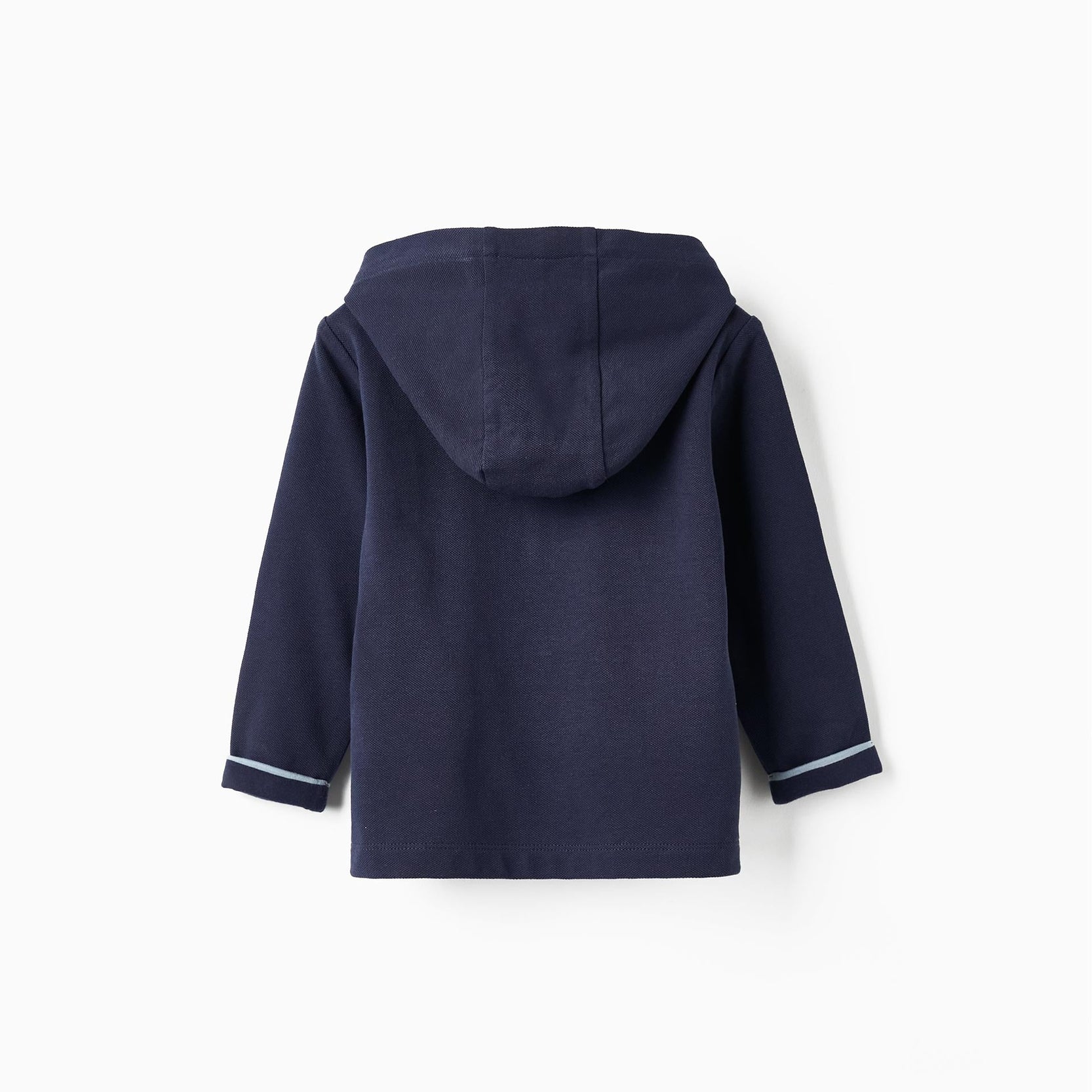 Hooded Polo in Cotton Piqué for Baby Boys, Dark Blue