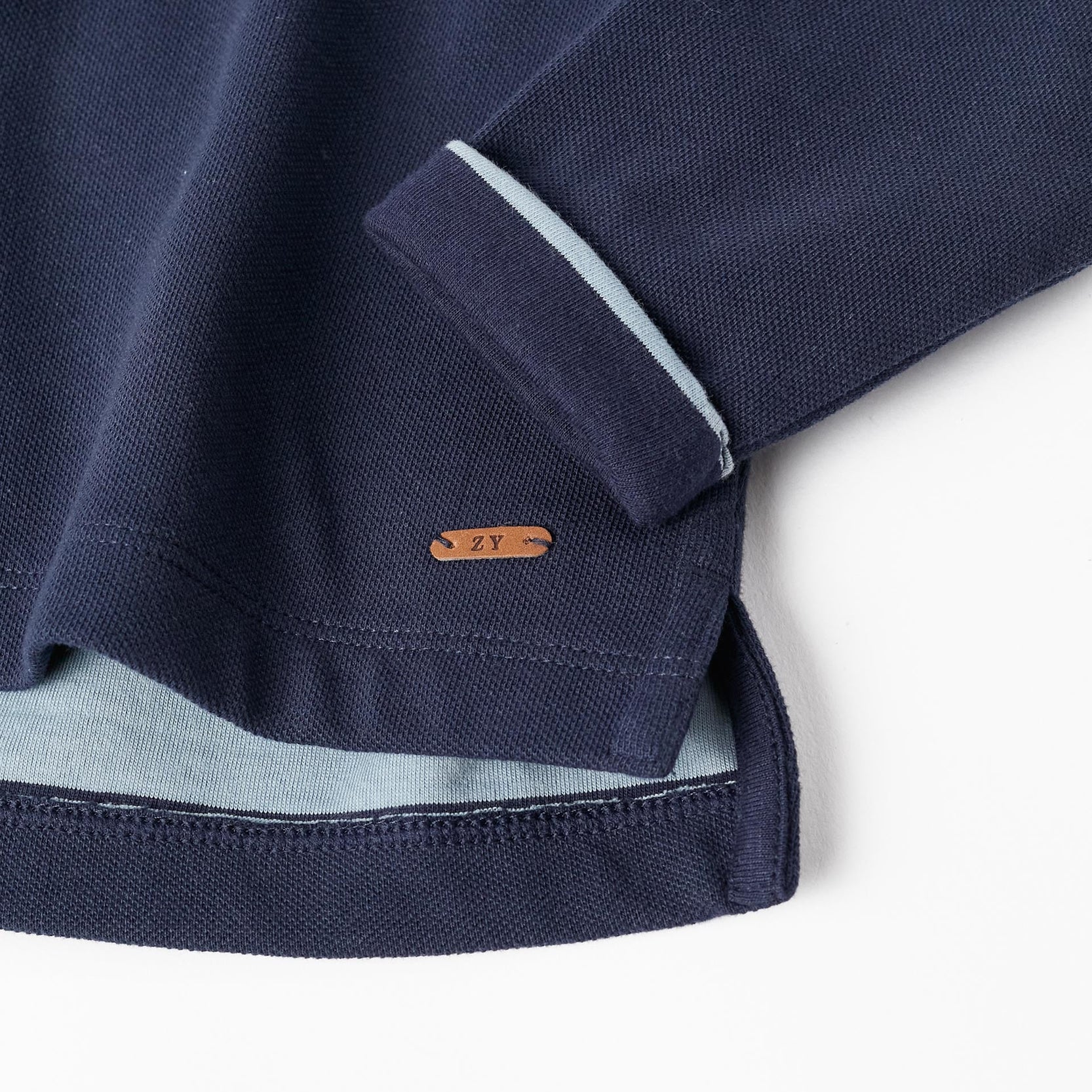 Hooded Polo in Cotton Piqué for Baby Boys, Dark Blue