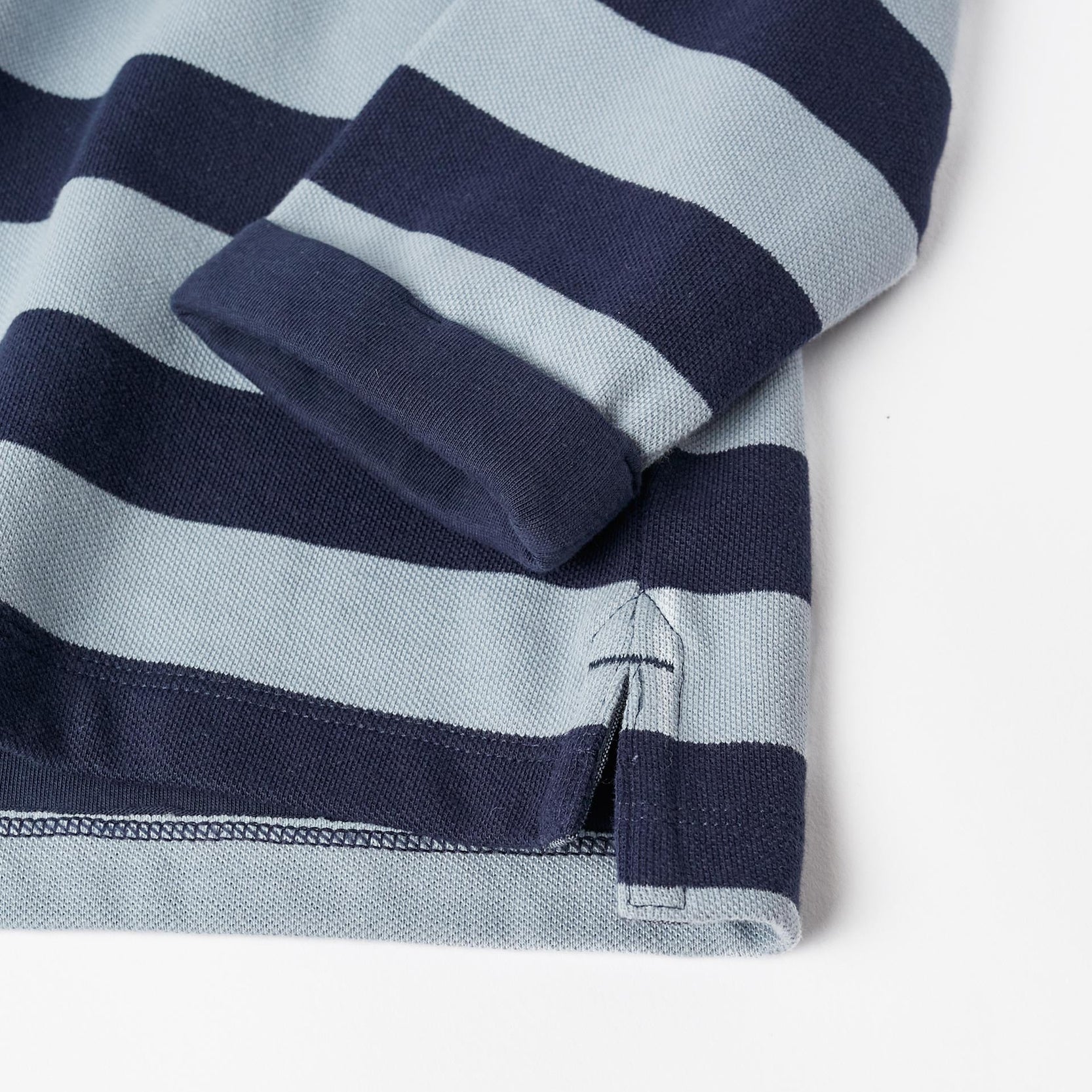 Hooded Striped Polo in Cotton Piqué for Boys, Blue