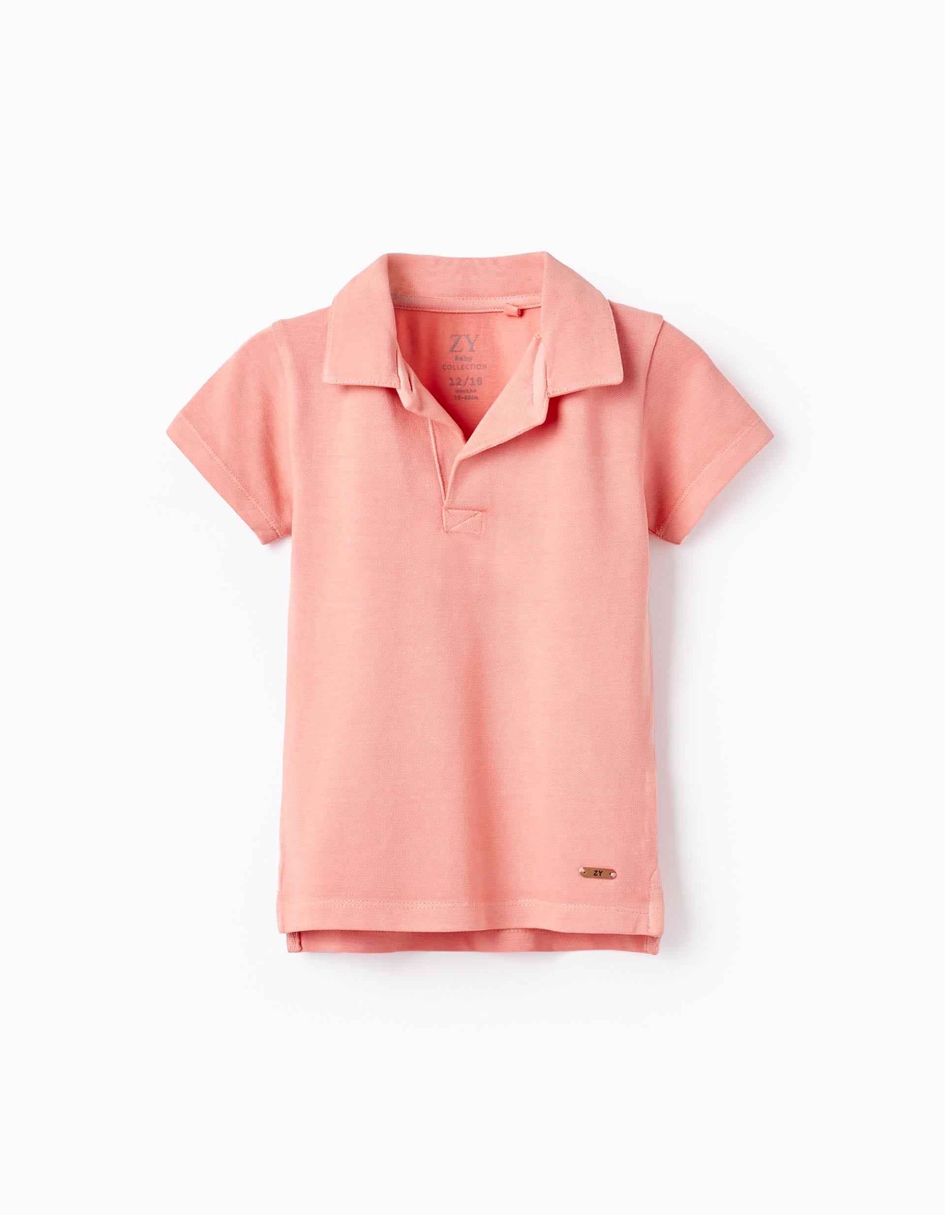 Buttonless Cotton Polo for Baby Boys 'B&S', Coral