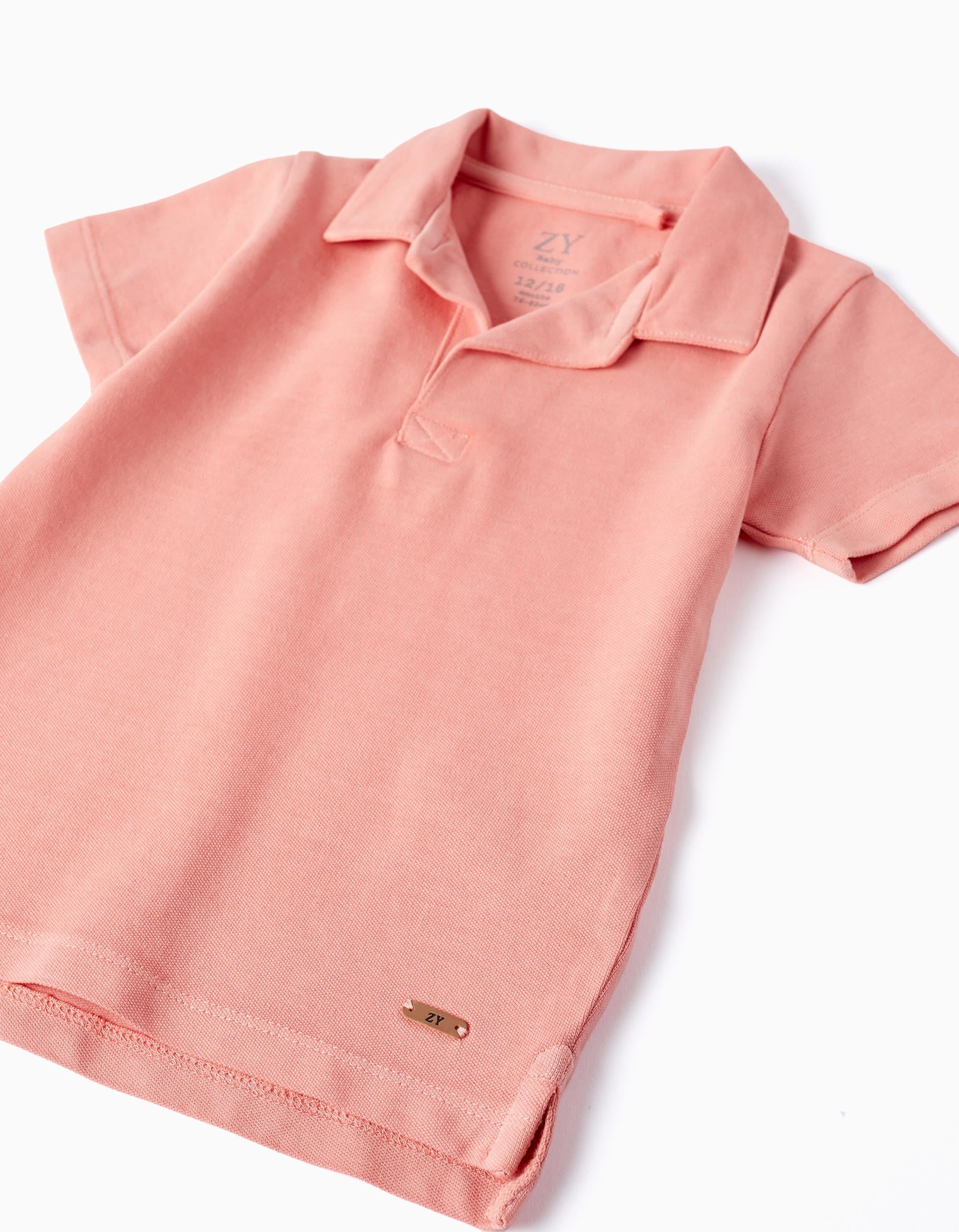 Buttonless Cotton Polo for Baby Boys 'B&S', Coral