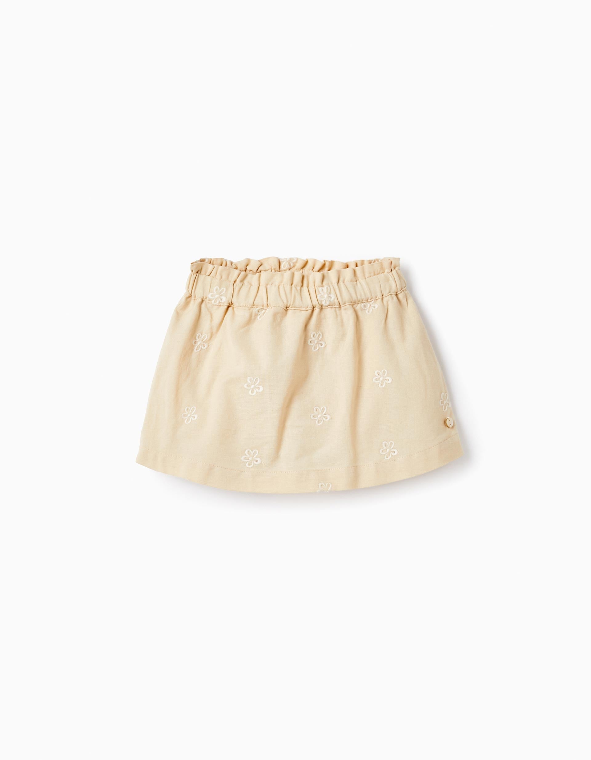 Skort with Embroidered Flower Pattern for Baby Girls, Beige