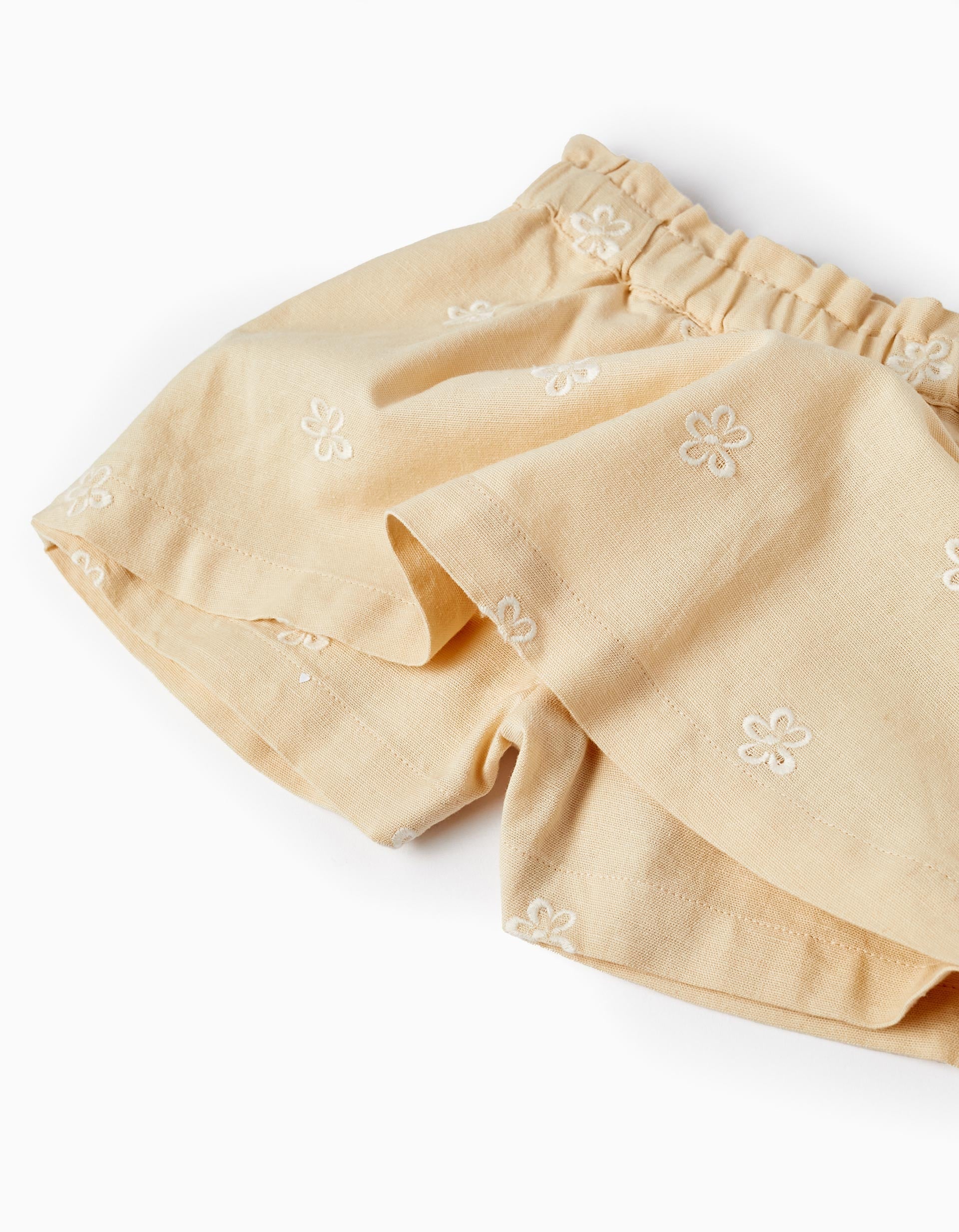 Skort with Embroidered Flower Pattern for Baby Girls, Beige