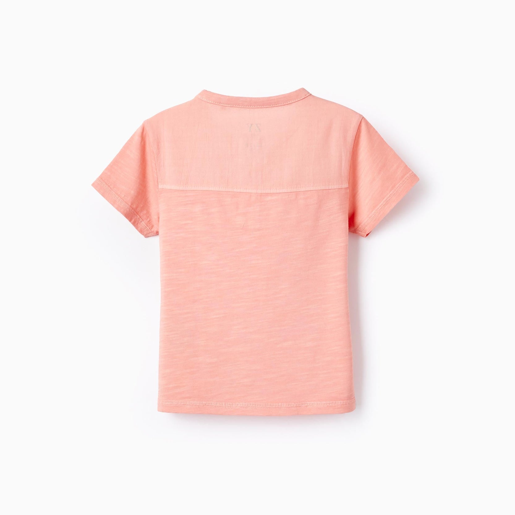 Cotton T-shirt with Pocket for Baby Boys, Coral