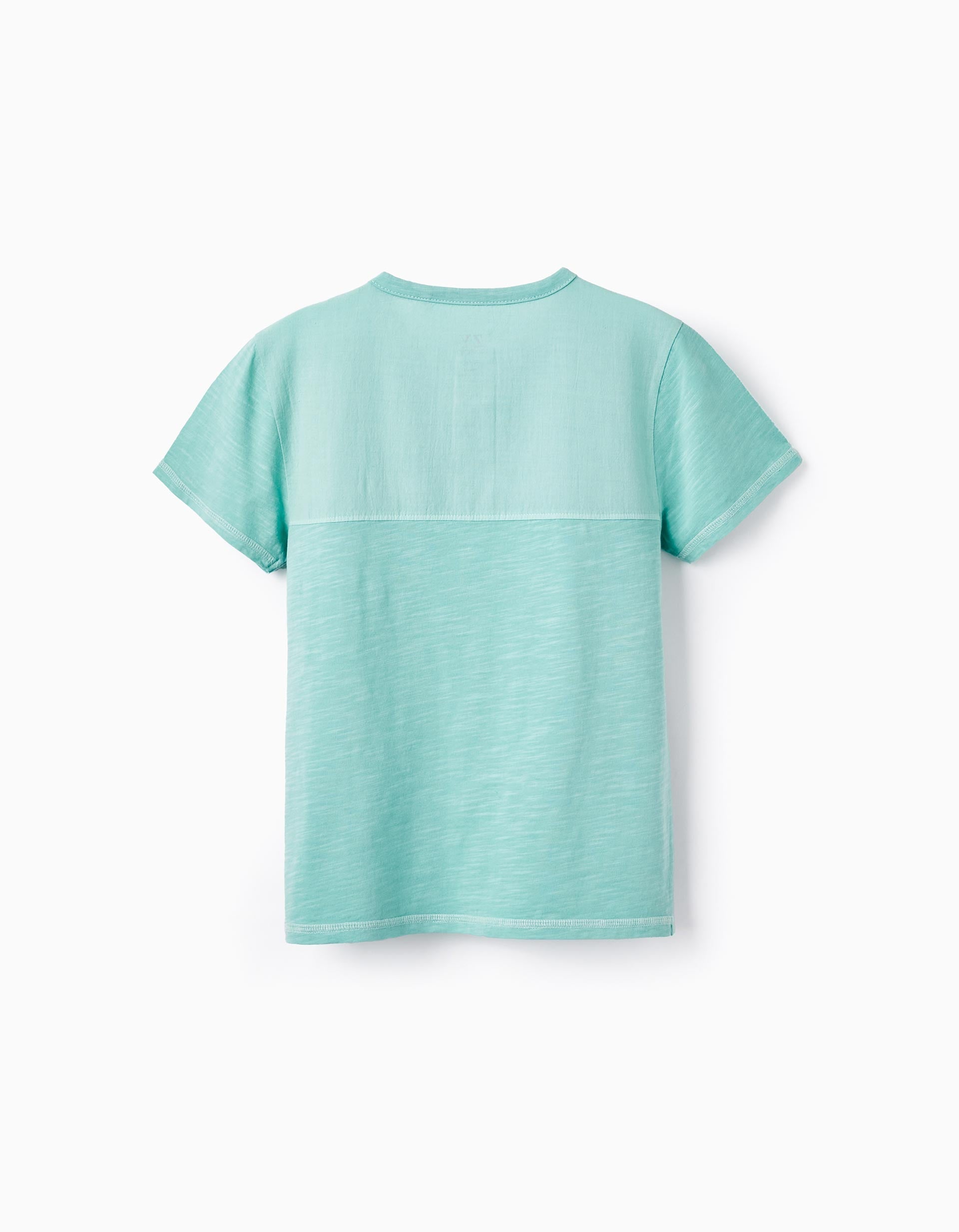 Cotton T-shirt with Pocket for Boys, Aqua Green