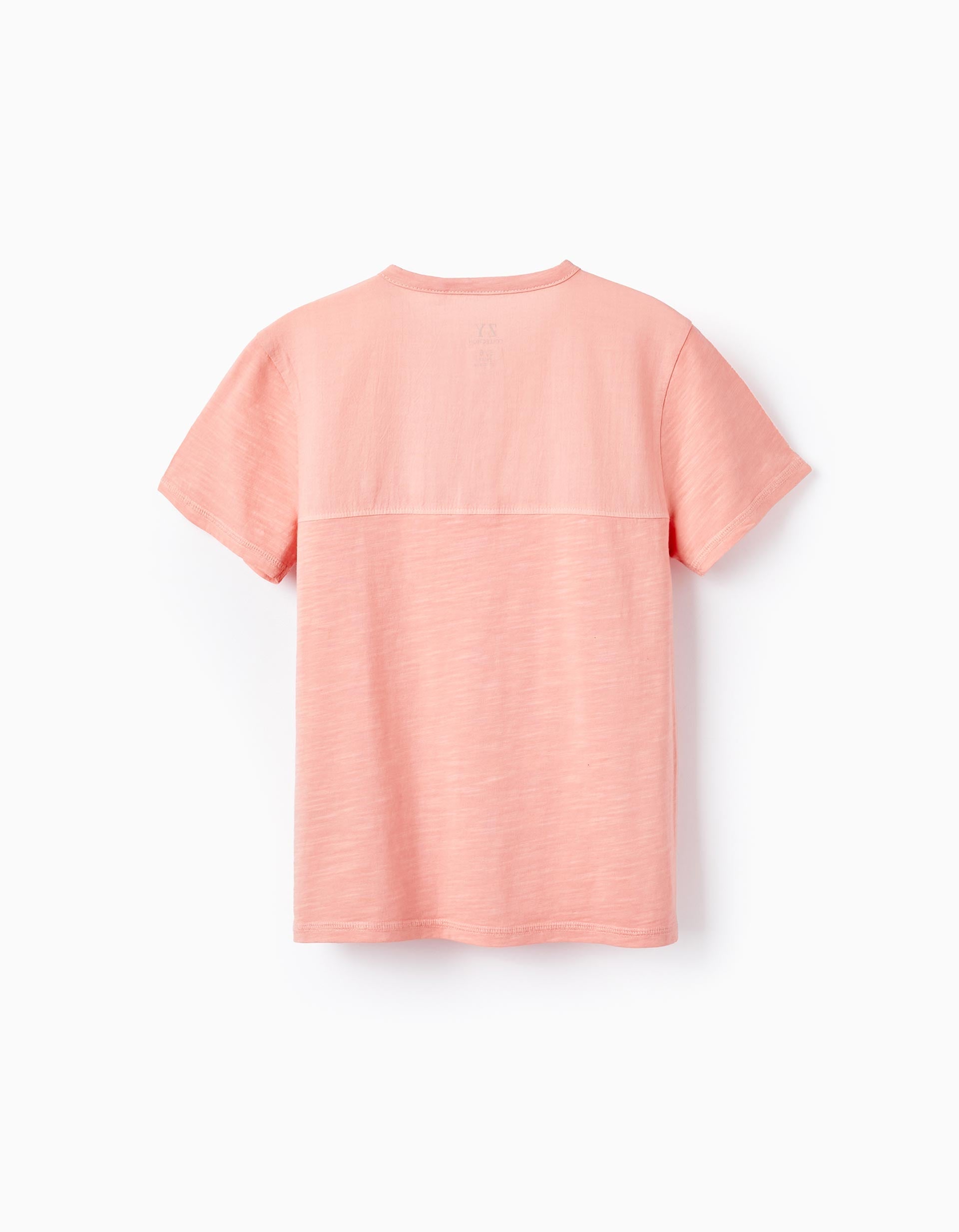 Cotton T-shirt with Pocket for Boys, Coral