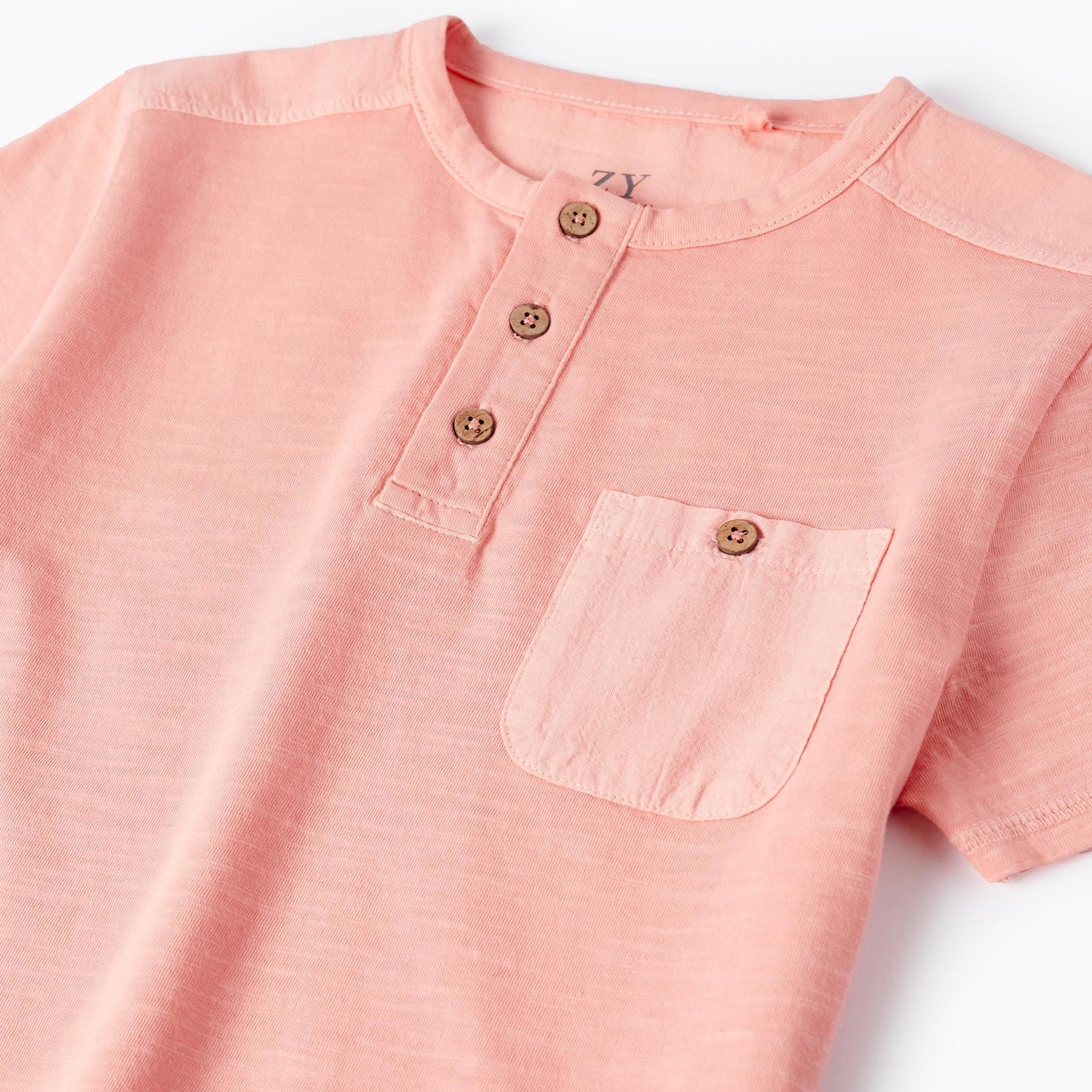 Cotton T-shirt with Pocket for Boys, Coral