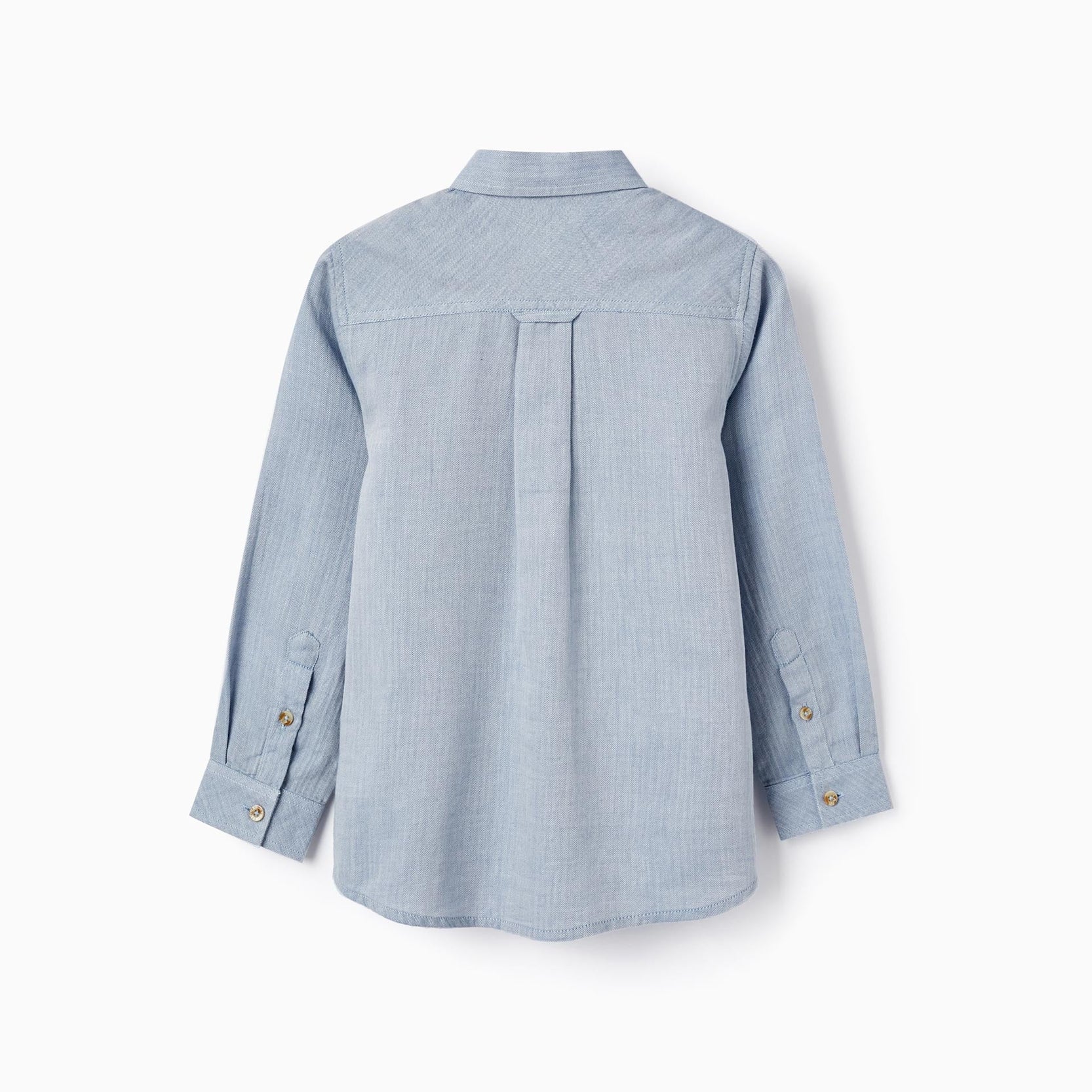 Shirt in Cotton with Herringbone Pattern for Boys, Blue