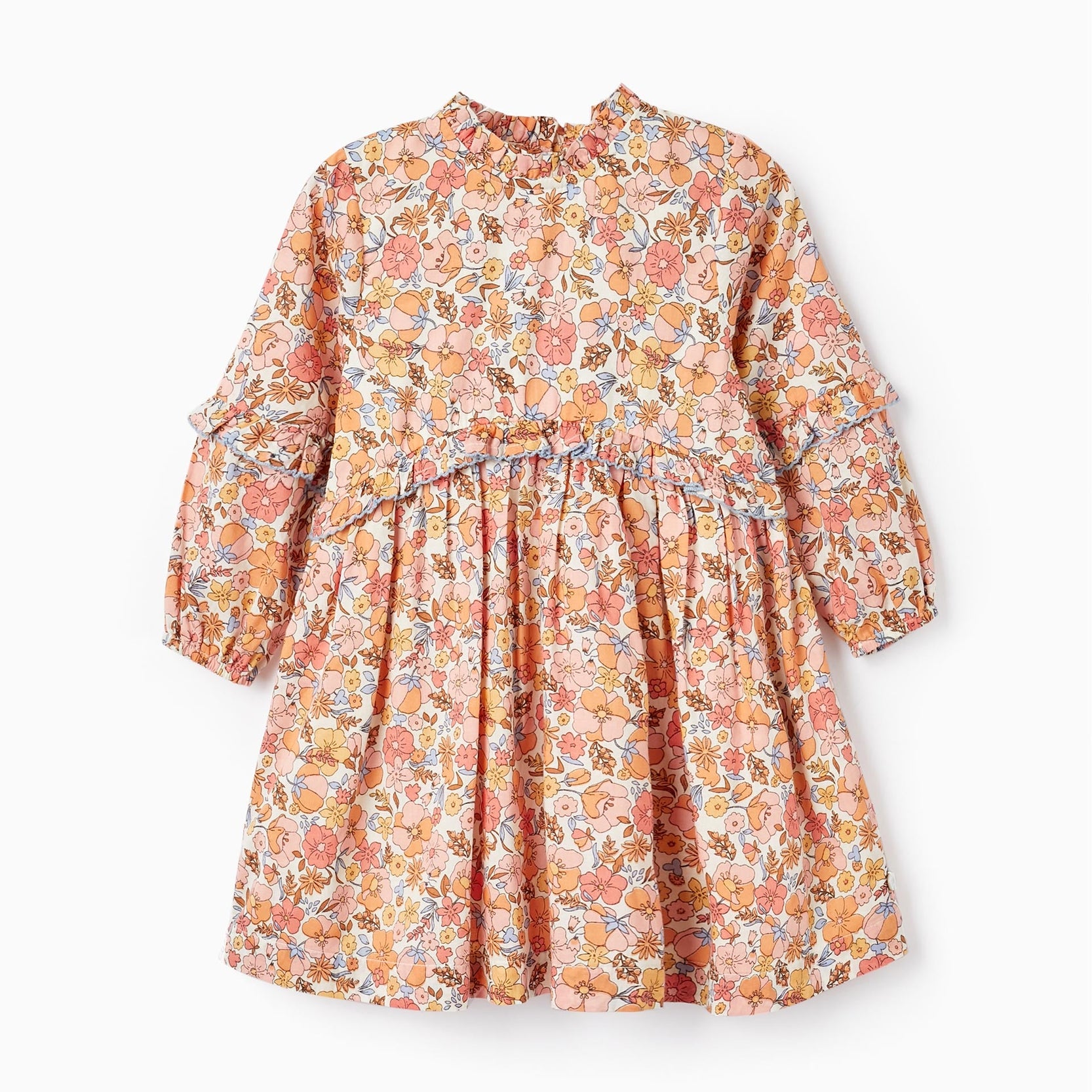 Cotton Dress with Floral Pattern for Baby Girls, Multicolour