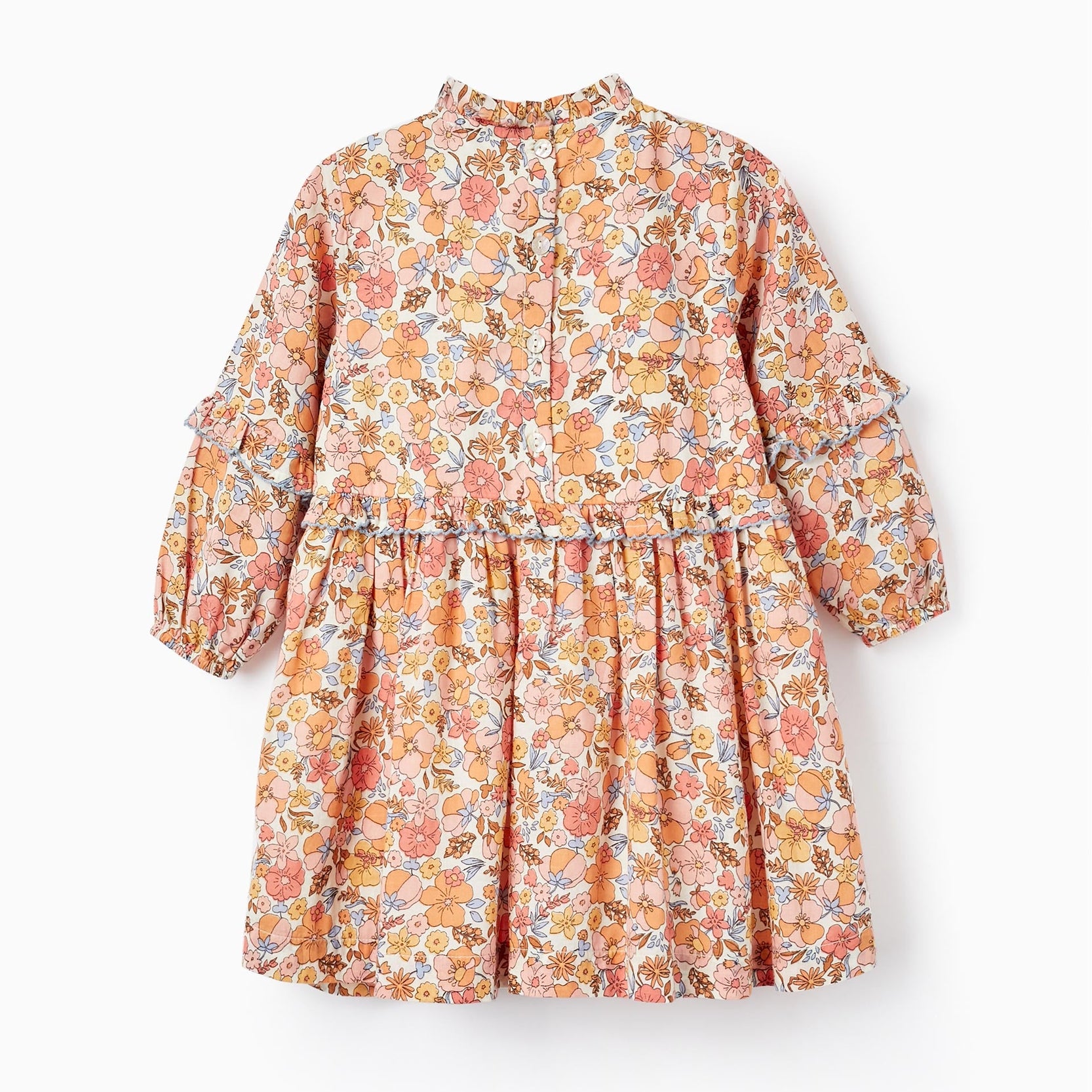 Cotton Dress with Floral Pattern for Baby Girls, Multicolour