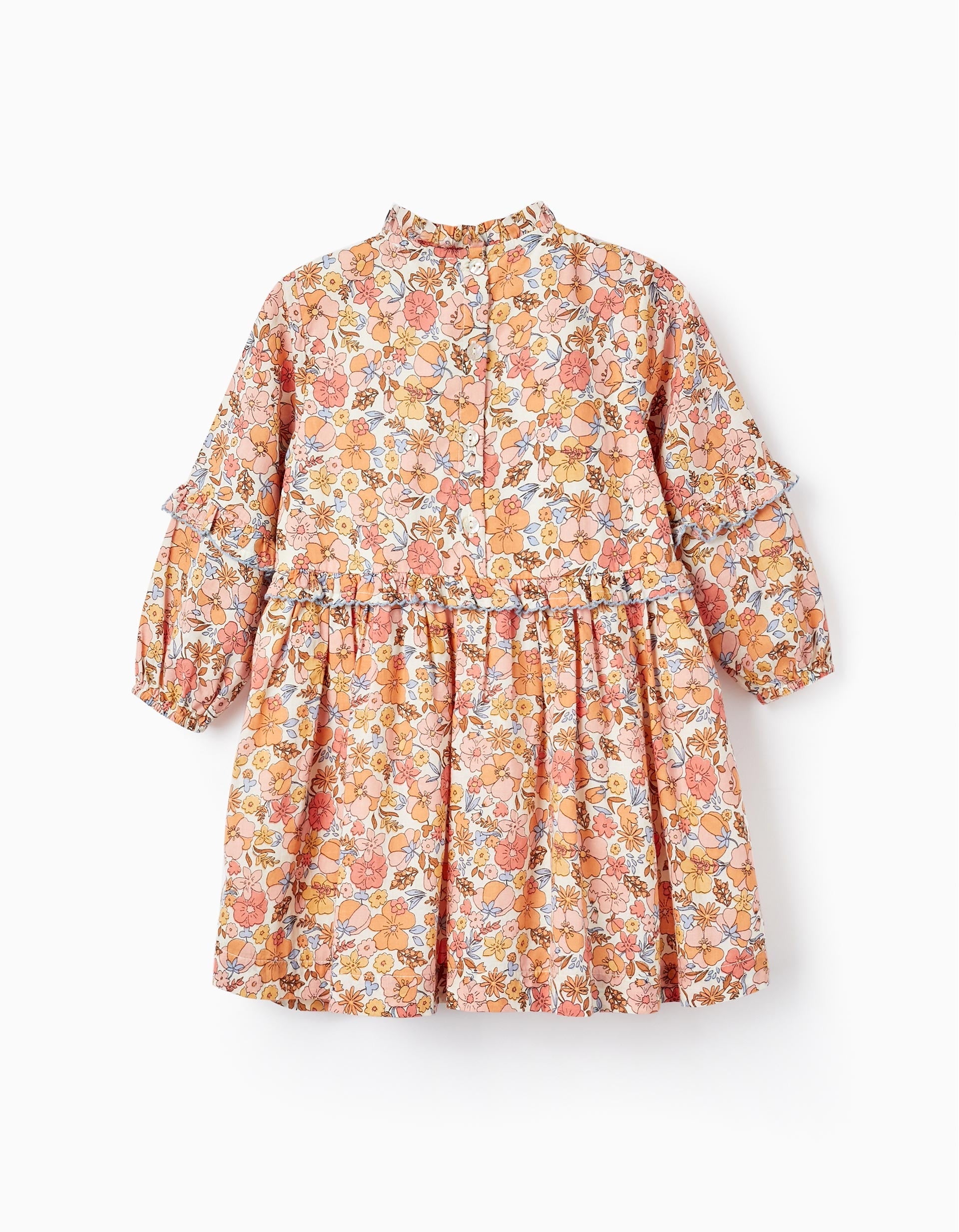 Cotton Dress with Floral Pattern for Baby Girls, Multicolour